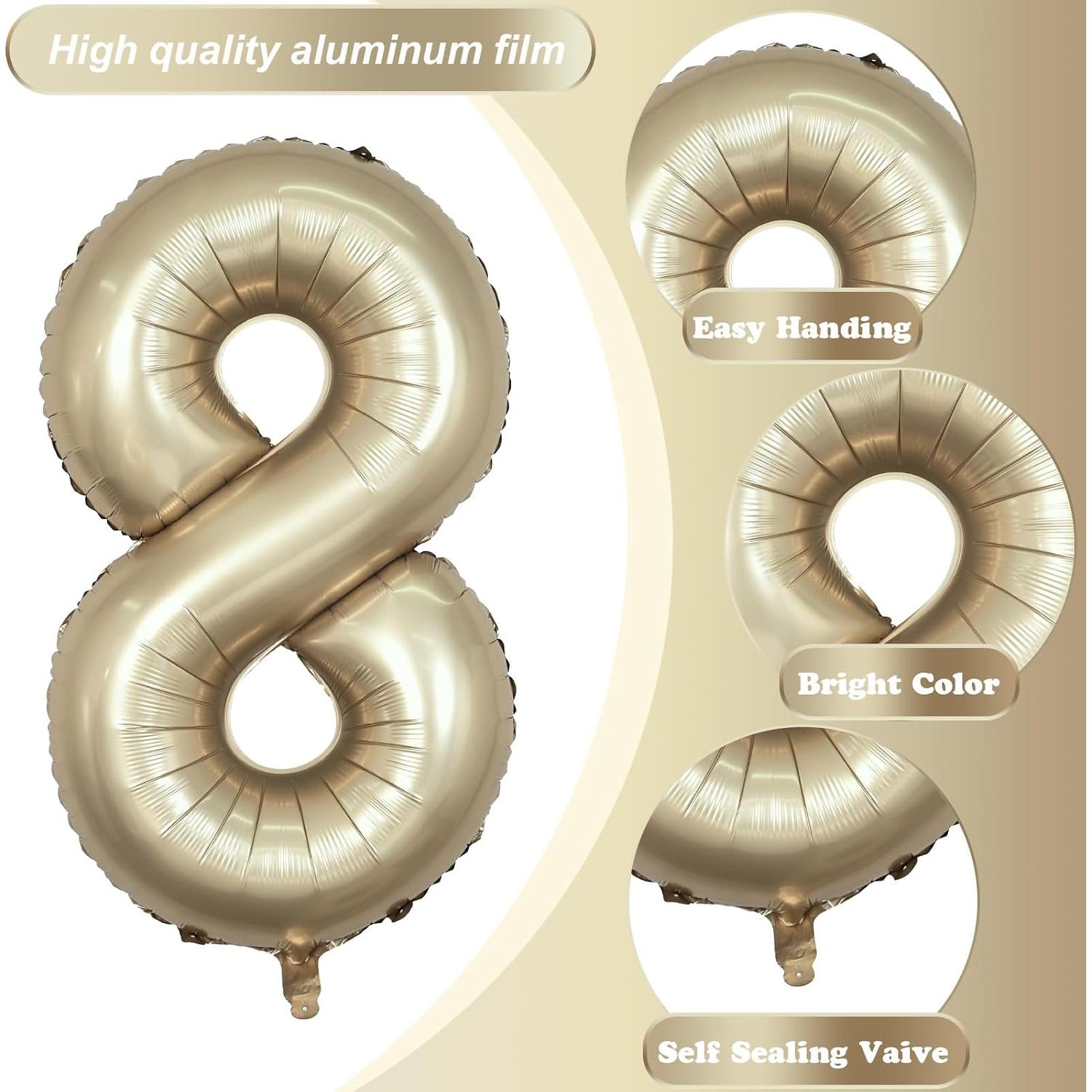 Globo Número 8 Dorado Metálico 101,6 cm Mylar para Fiestas