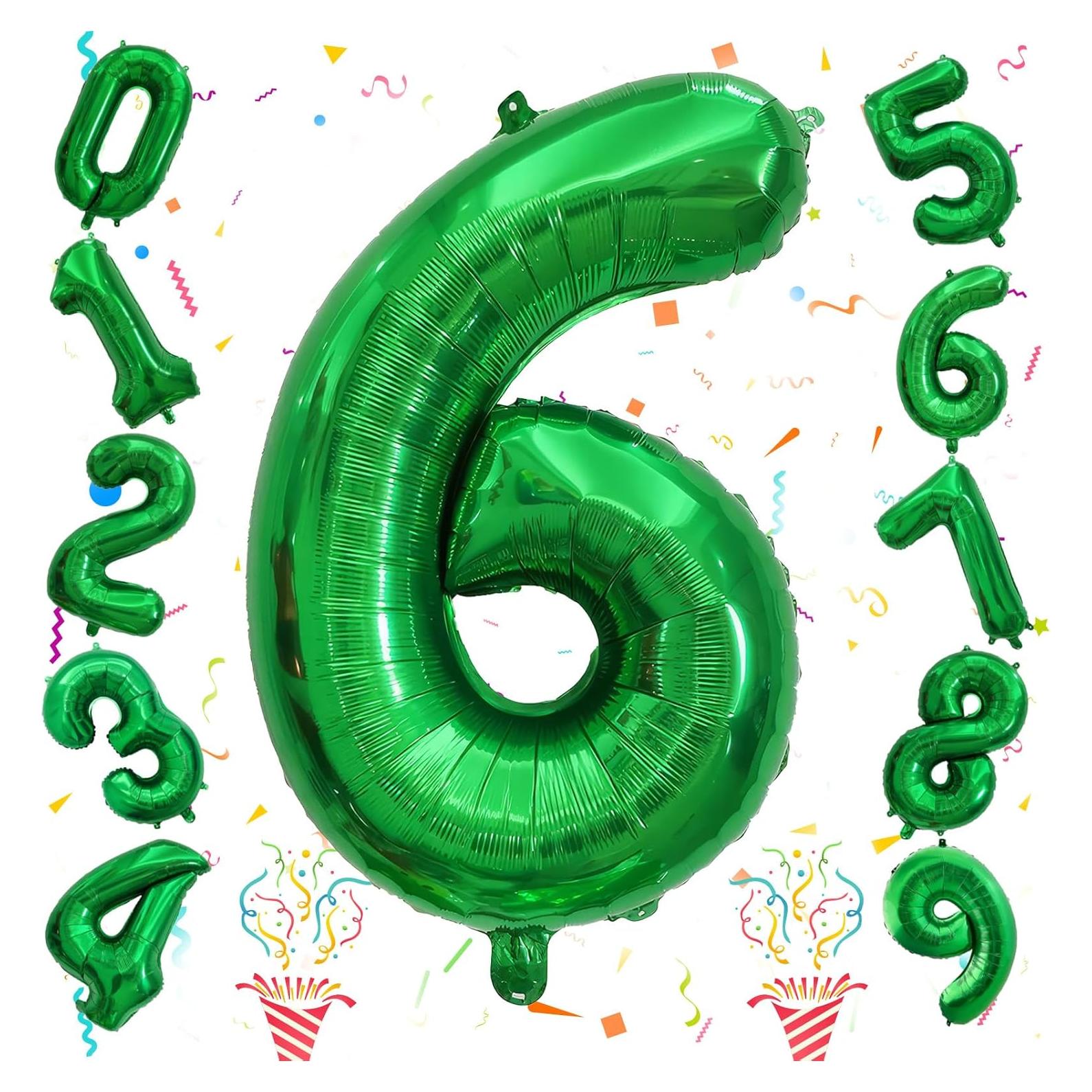 Globo de Número 6 Verde Oscuro 101,6 cm para Fiestas