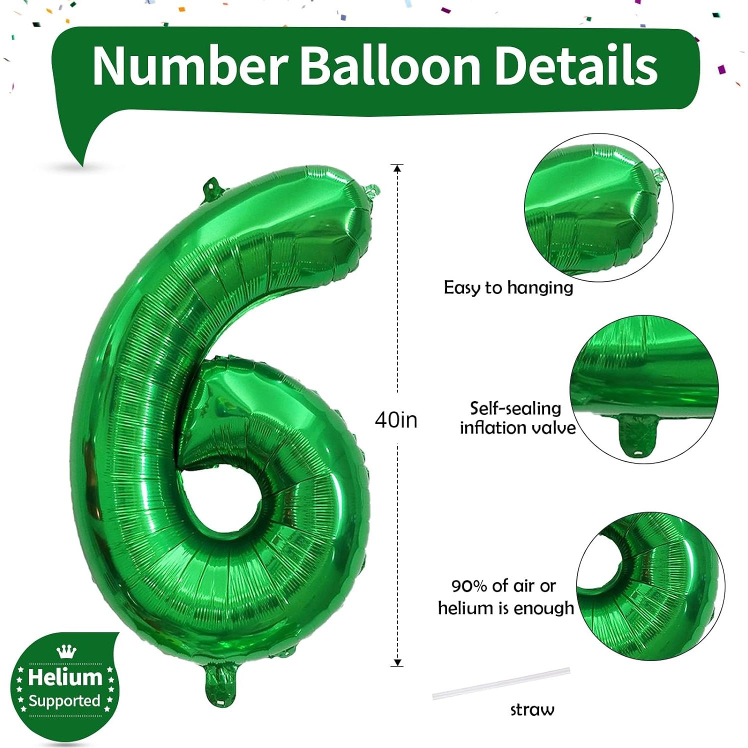 Globo de Número 6 Verde Oscuro 101,6 cm para Fiestas