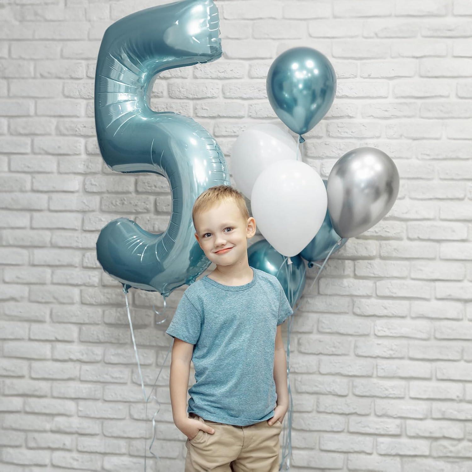 Globo de Número 5 Azul Perlado 101,6 cm para Cumpleaños