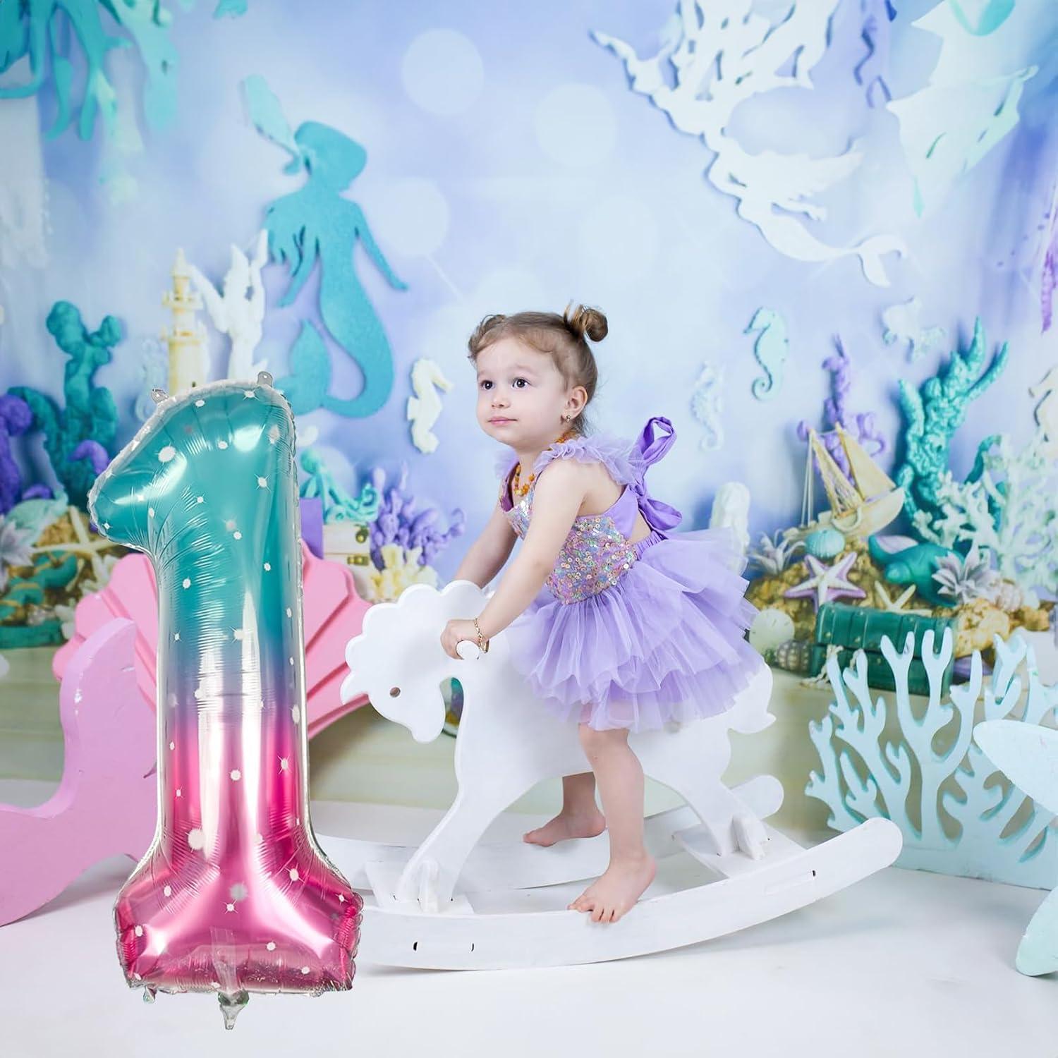 Globo de Número 1 Estrellado Azul Rosa 101,6 cm Mylar