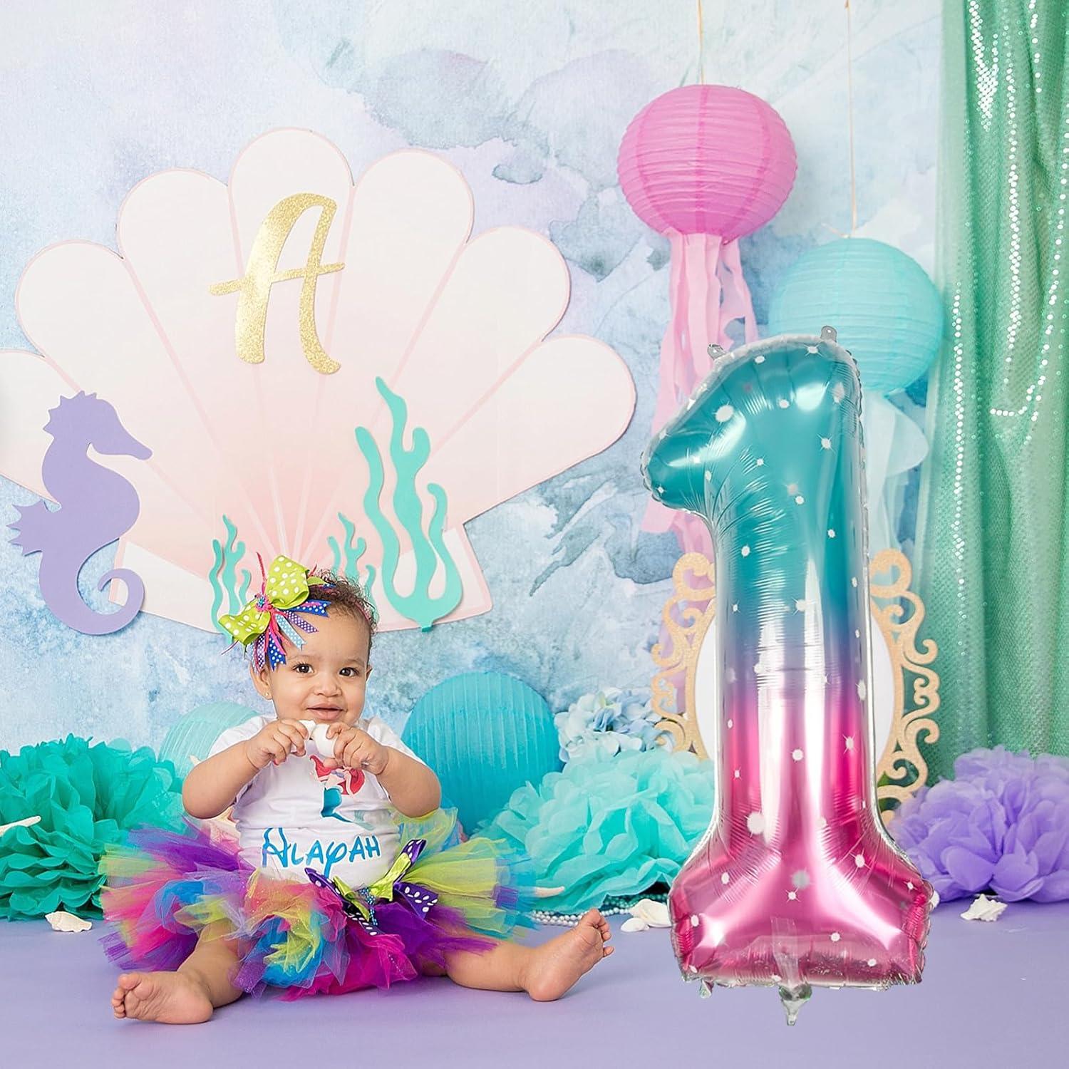 Globo de Número 1 Estrellado Azul Rosa 101,6 cm Mylar