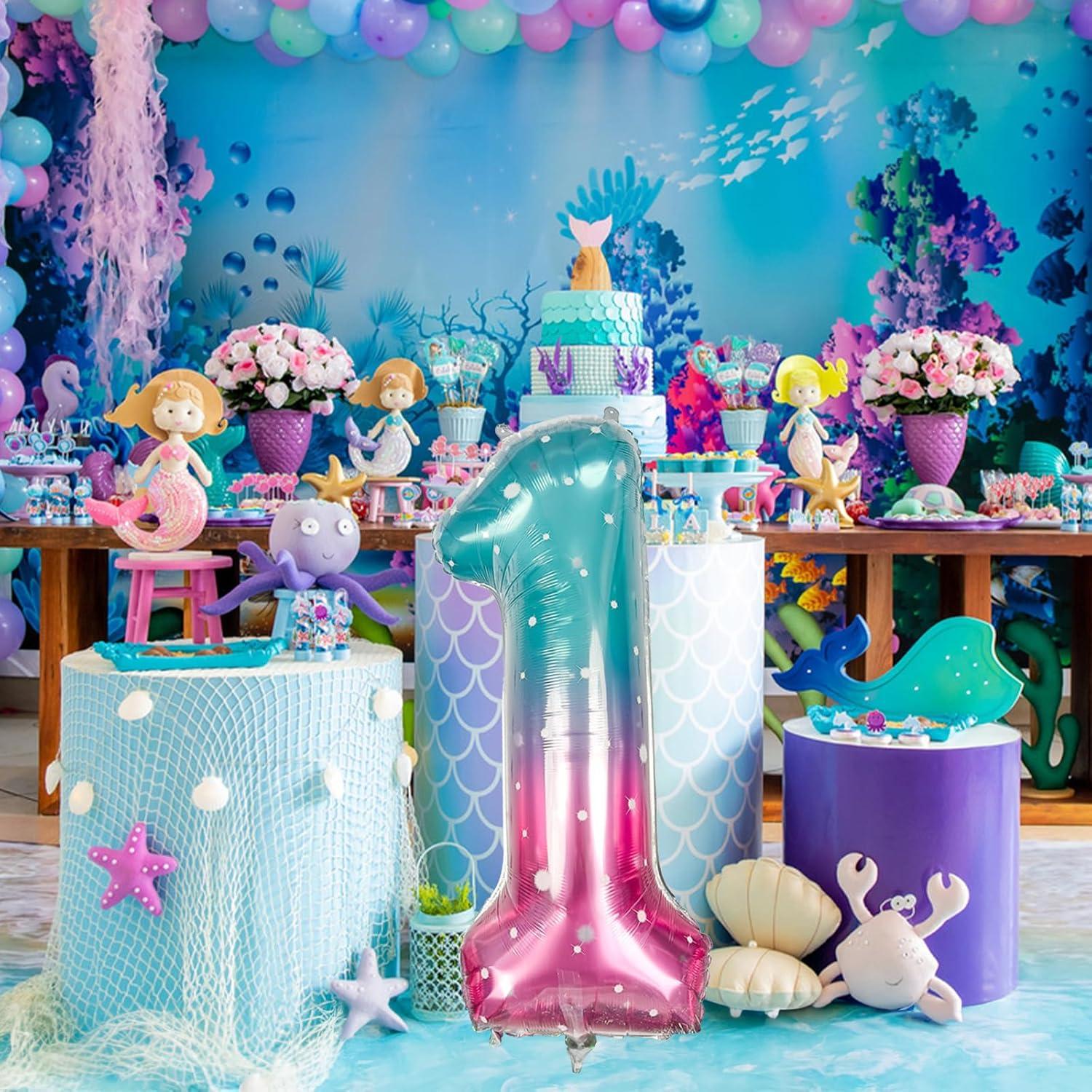 Globo de Número 1 Estrellado Azul Rosa 101,6 cm Mylar