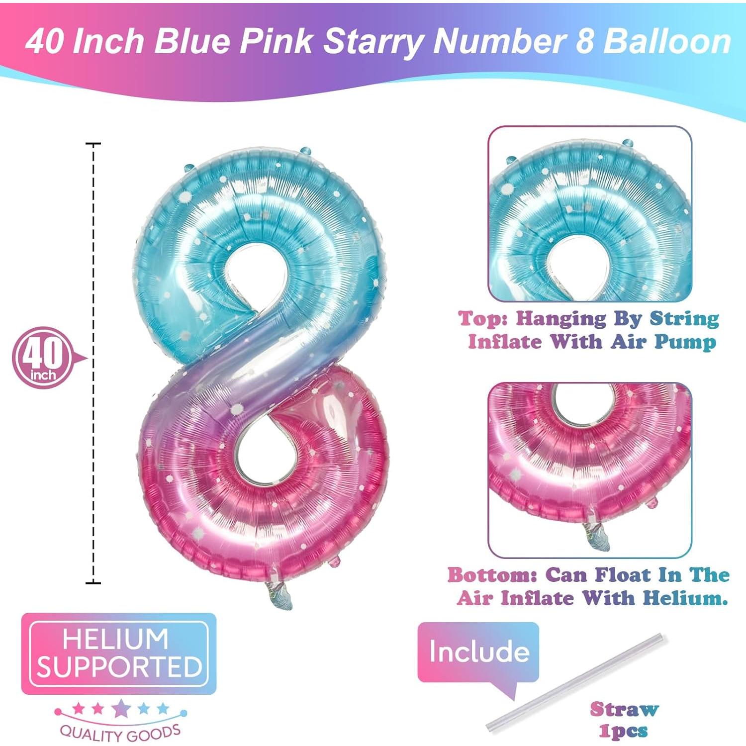 Globo Número 8 Morado Teal 101,6 cm de Mylar para Fiestas