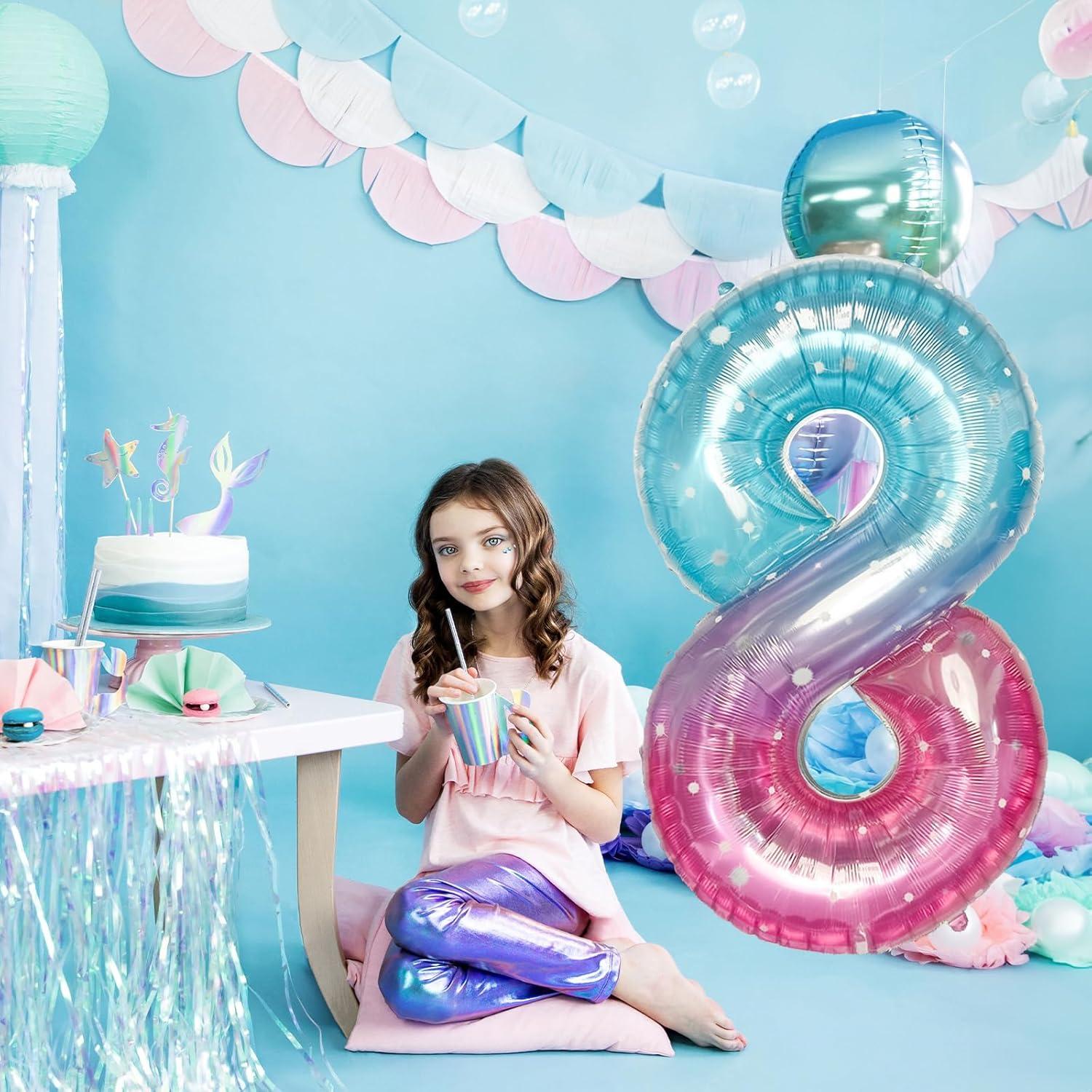 Globo Número 8 Morado Teal 101,6 cm de Mylar para Fiestas