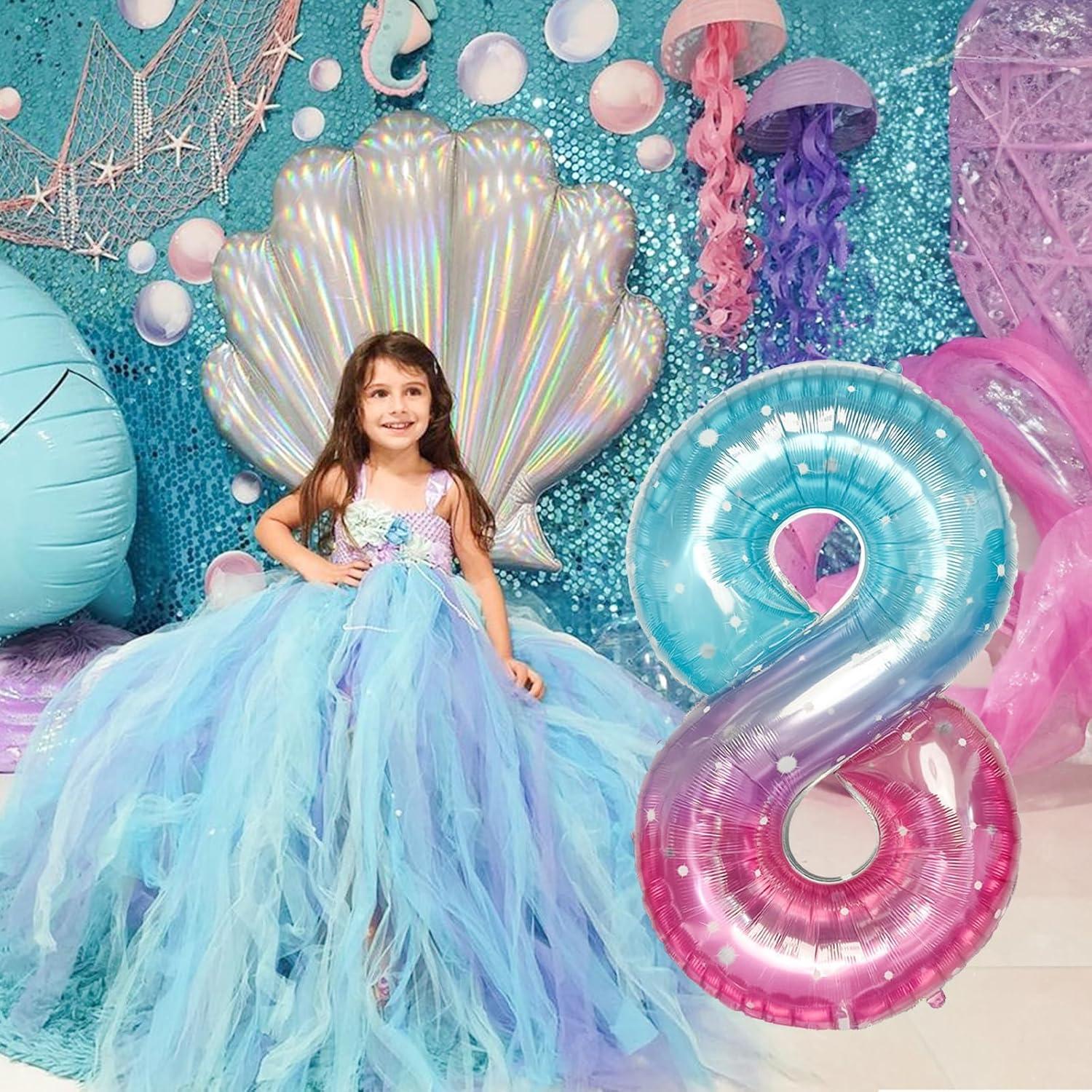 Globo Número 8 Morado Teal 101,6 cm de Mylar para Fiestas