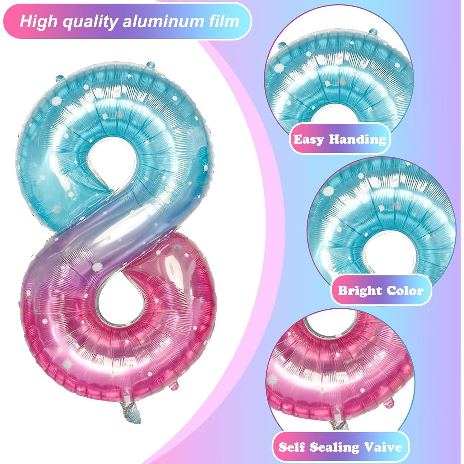 Globo Número 8 Morado Teal 101,6 cm de Mylar para Fiestas