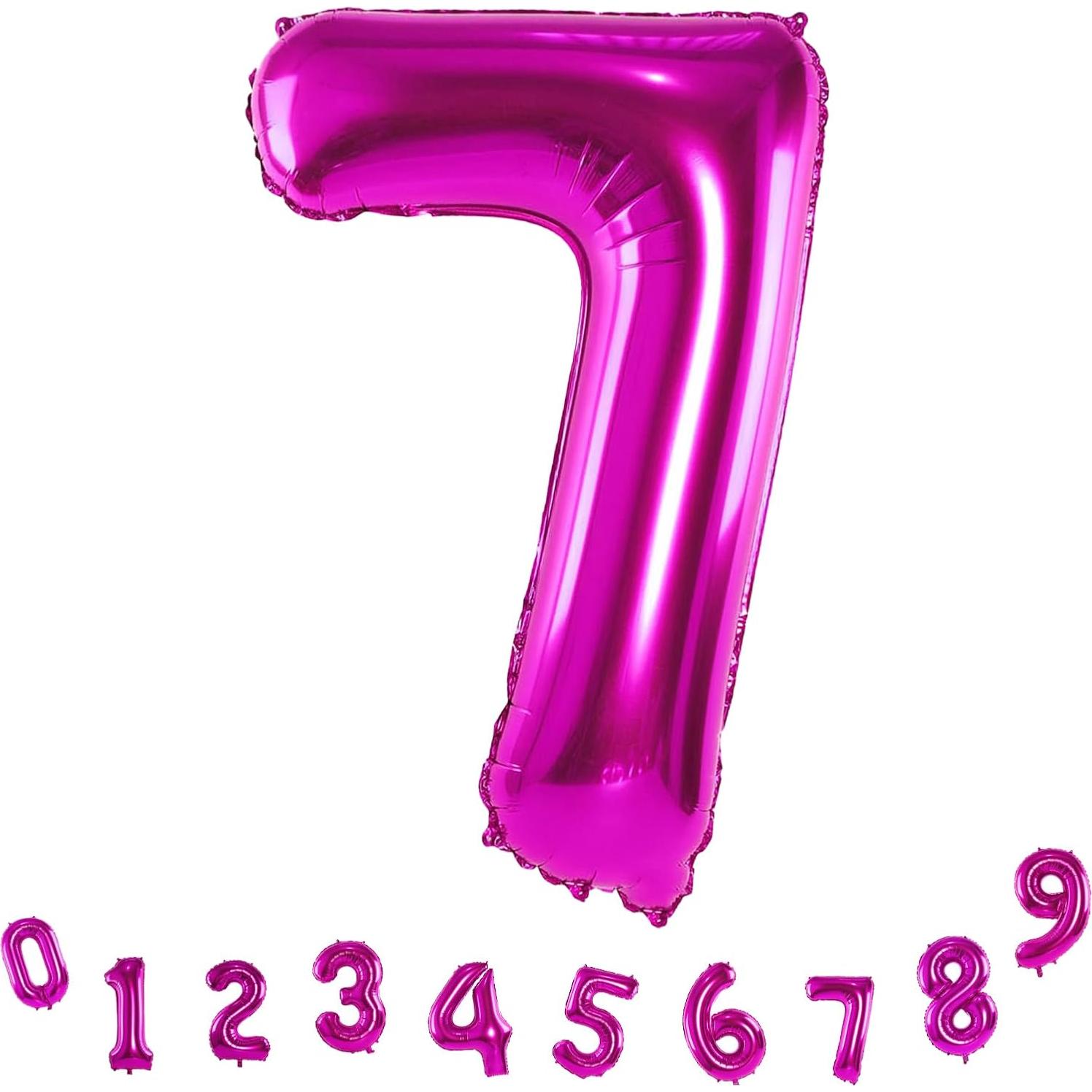 Globo de Número 7 Rosa Fucsia 101,6 cm para Cumpleaños