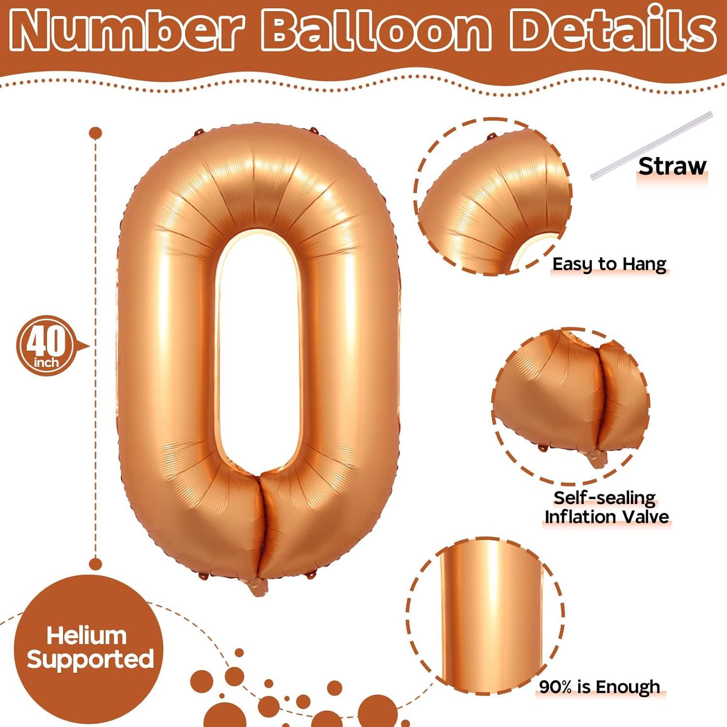 Globo Número 0 Naranja 101 cm de Foil para Fiestas