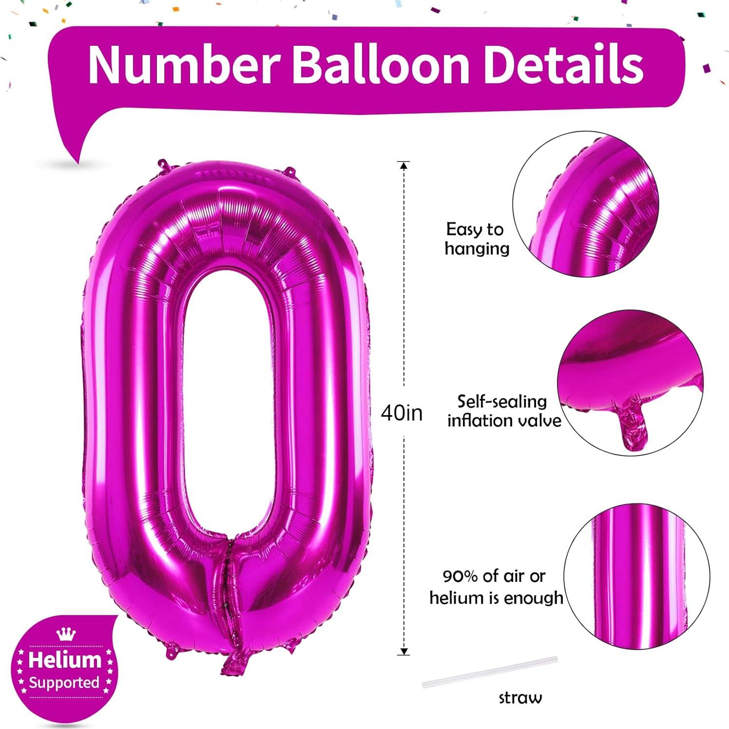 Globo de Número 0 Rosa Fucsia 101,6 cm para Fiestas