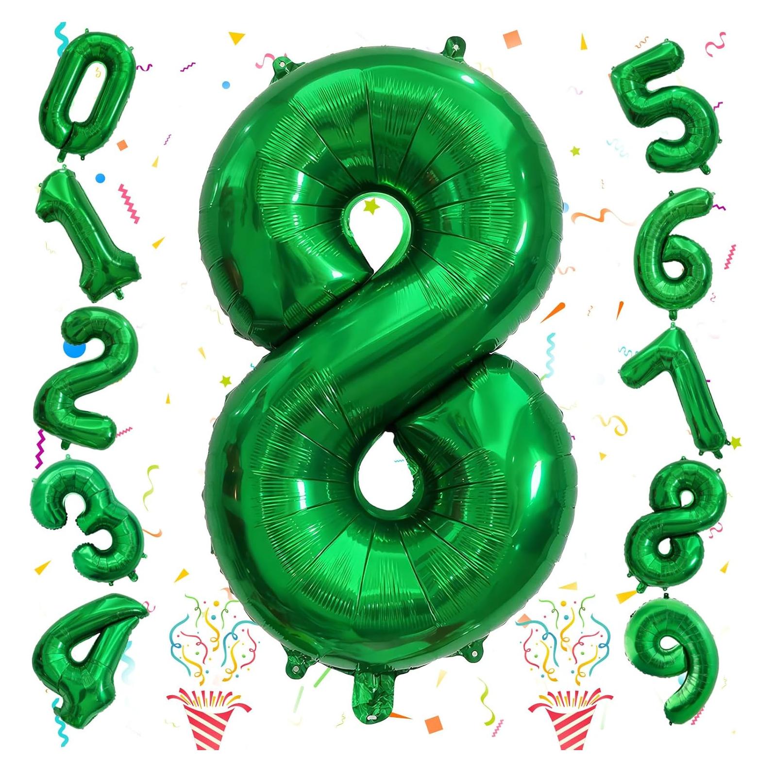 Globo Número 8 Verde Esmeralda 101,6 cm para Fiestas