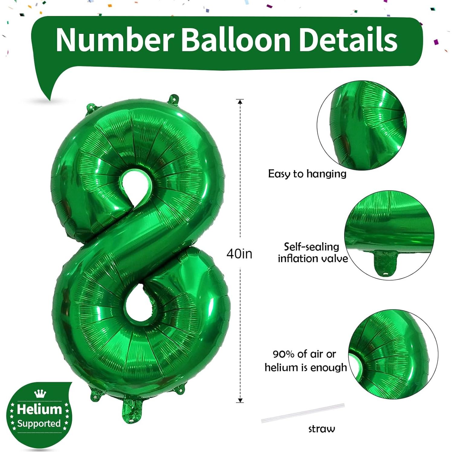 Globo Número 8 Verde Esmeralda 101,6 cm para Fiestas