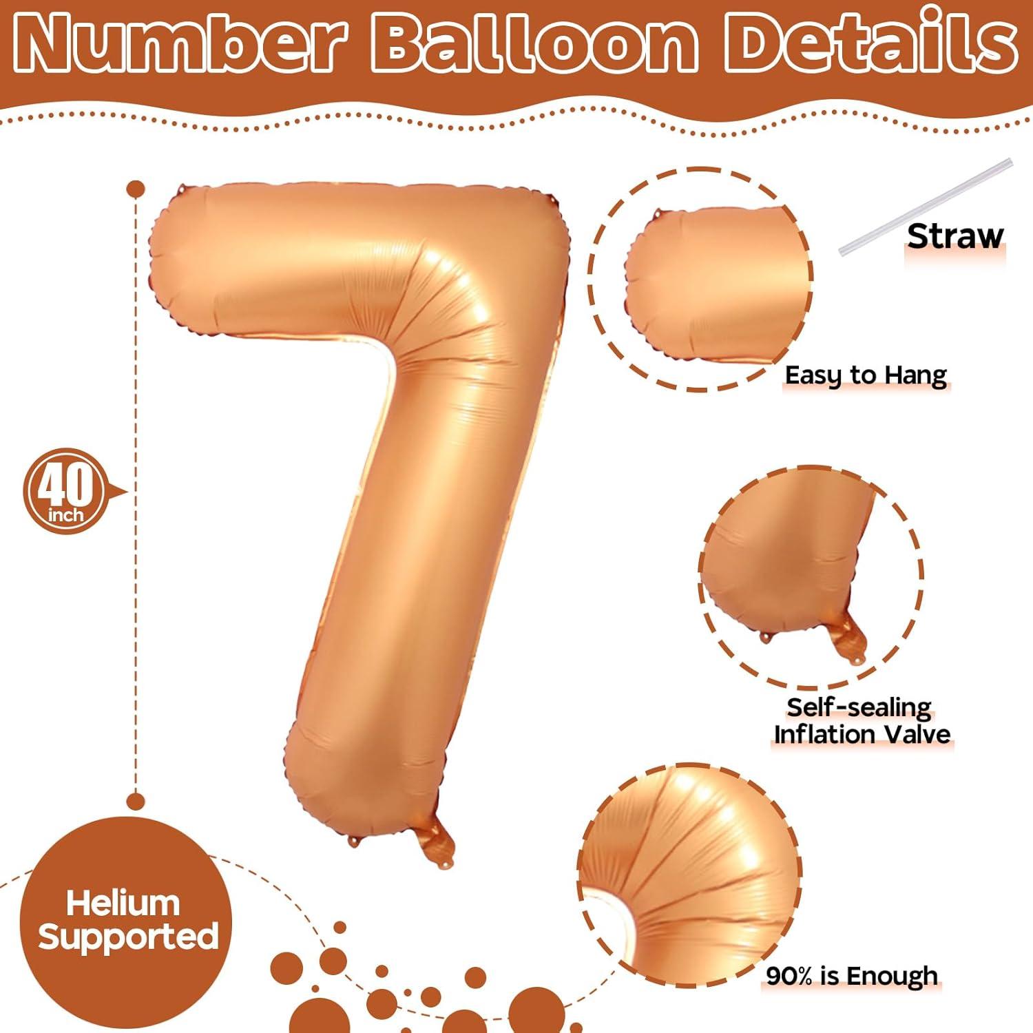 Globo Número 7 Naranja Gigante 101,6 cm Autoinflable