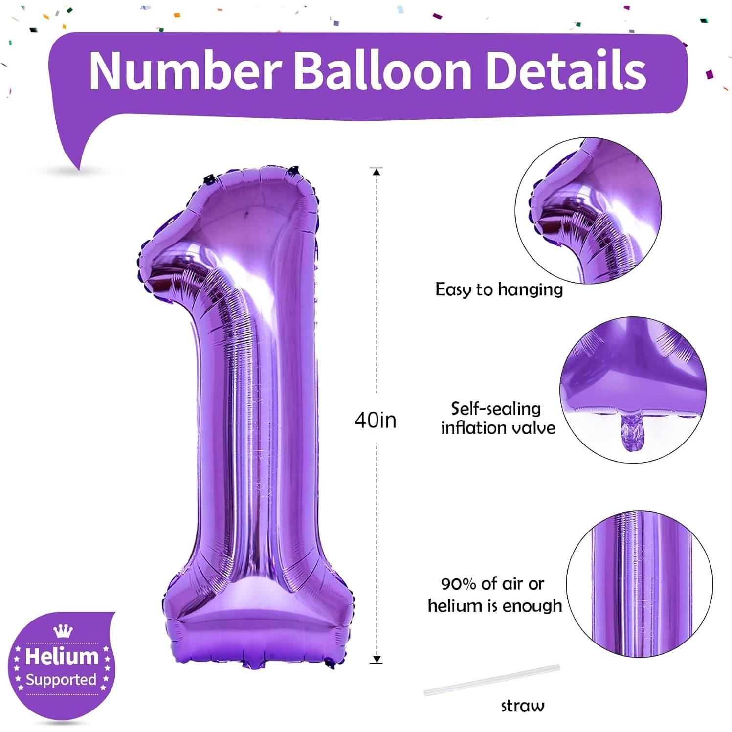 Globo Número 1 Púrpura 101,6 cm para Cumpleaños