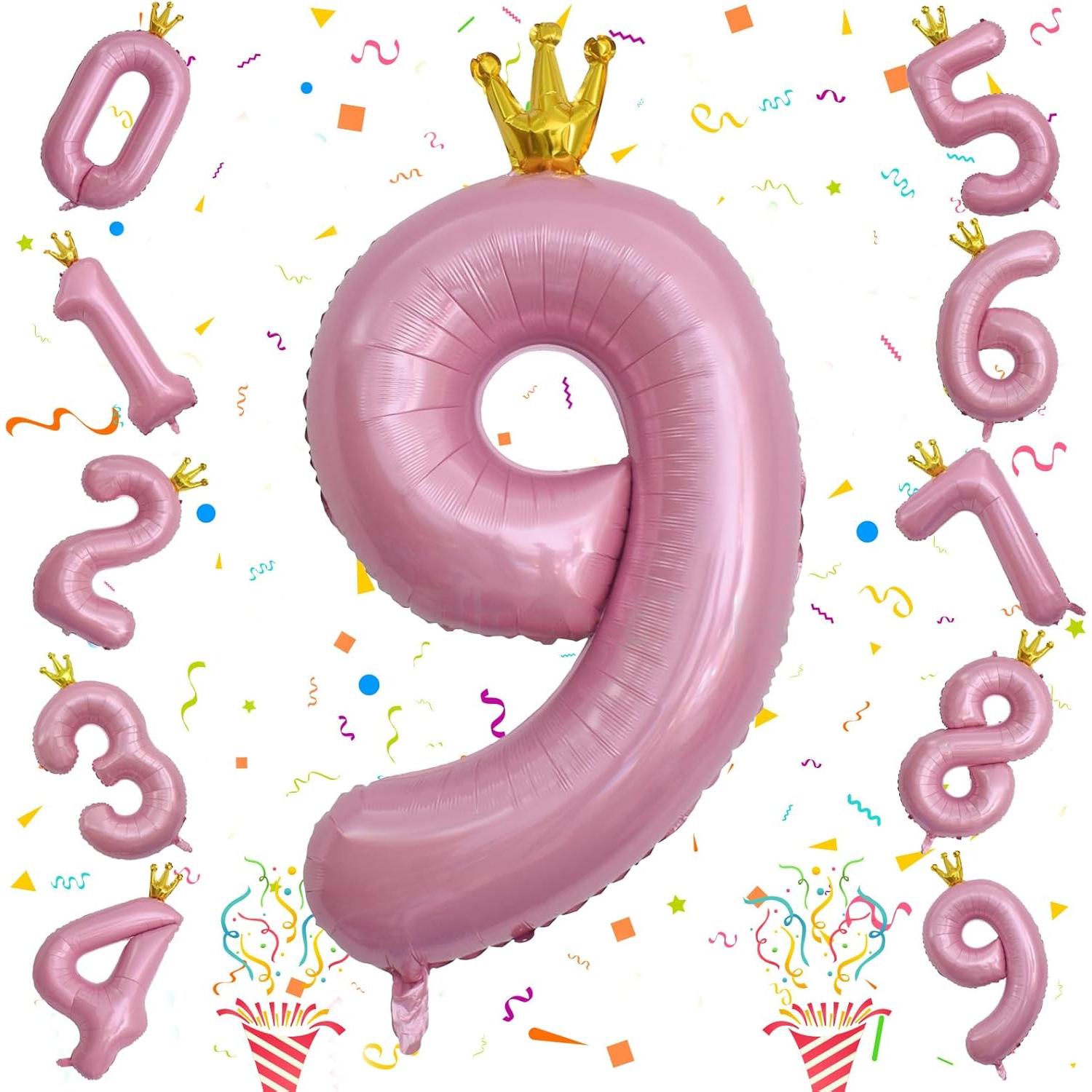Globo Gigante Número 9 Rosa 101,6 cm para Cumpleaños