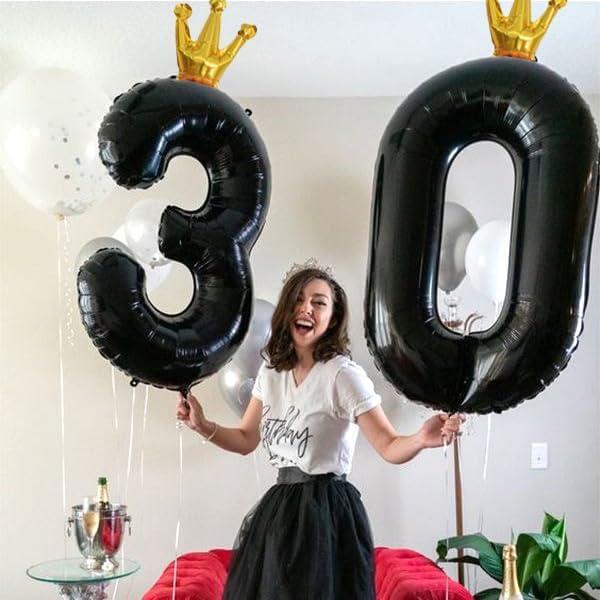 Globo de Número 4 Negro Crown 101,6 cm para Fiestas