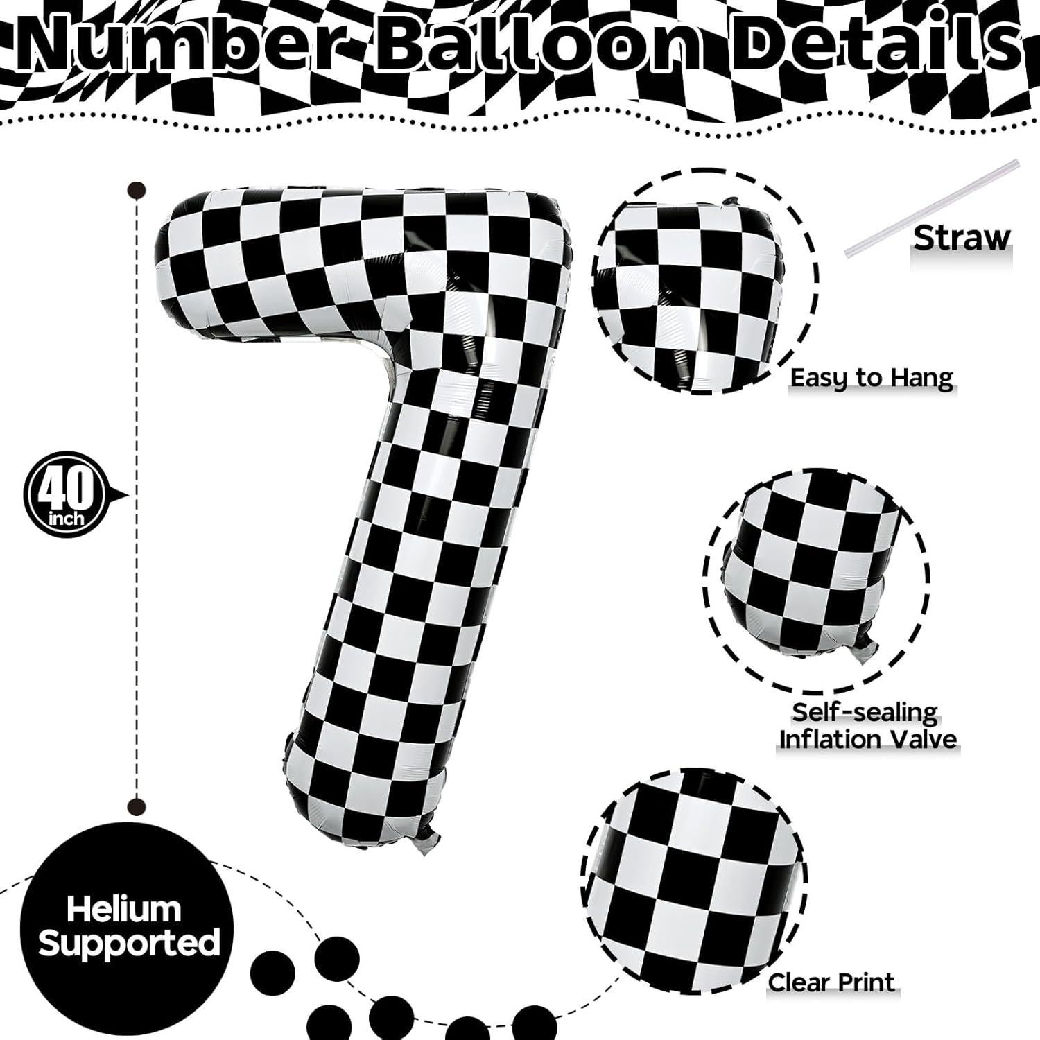 Globo Número 7 Cuadros Isndare 101,6 cm para Fiestas