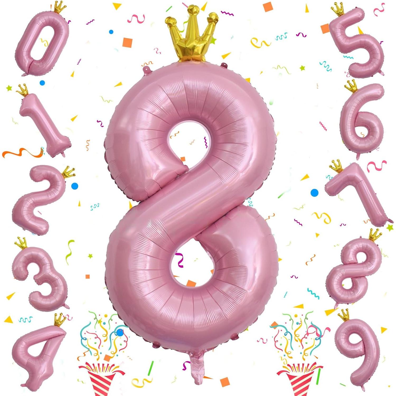 Globo de Número 8 Rosa Perla 101,6 cm para Cumpleaños