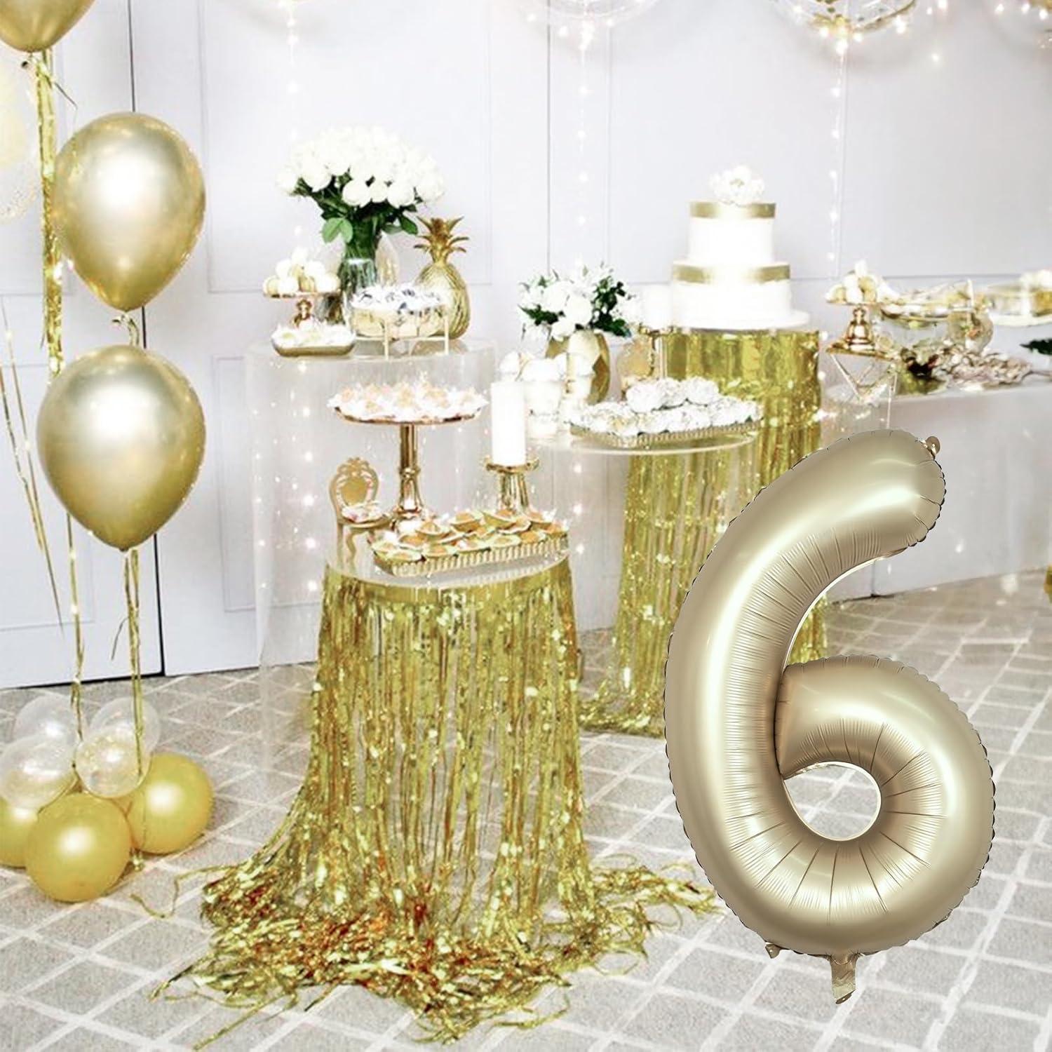 Globo de Número 6 Metálico Oro Claro 100 cm para Fiestas