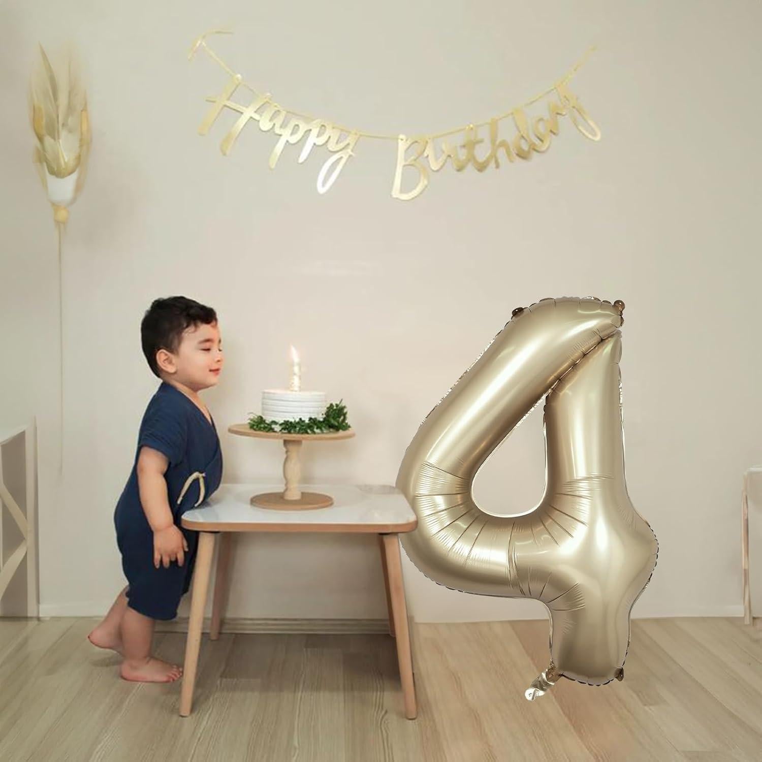 Globo de Número 4 Dorado Metálico 101,6 cm para Fiestas