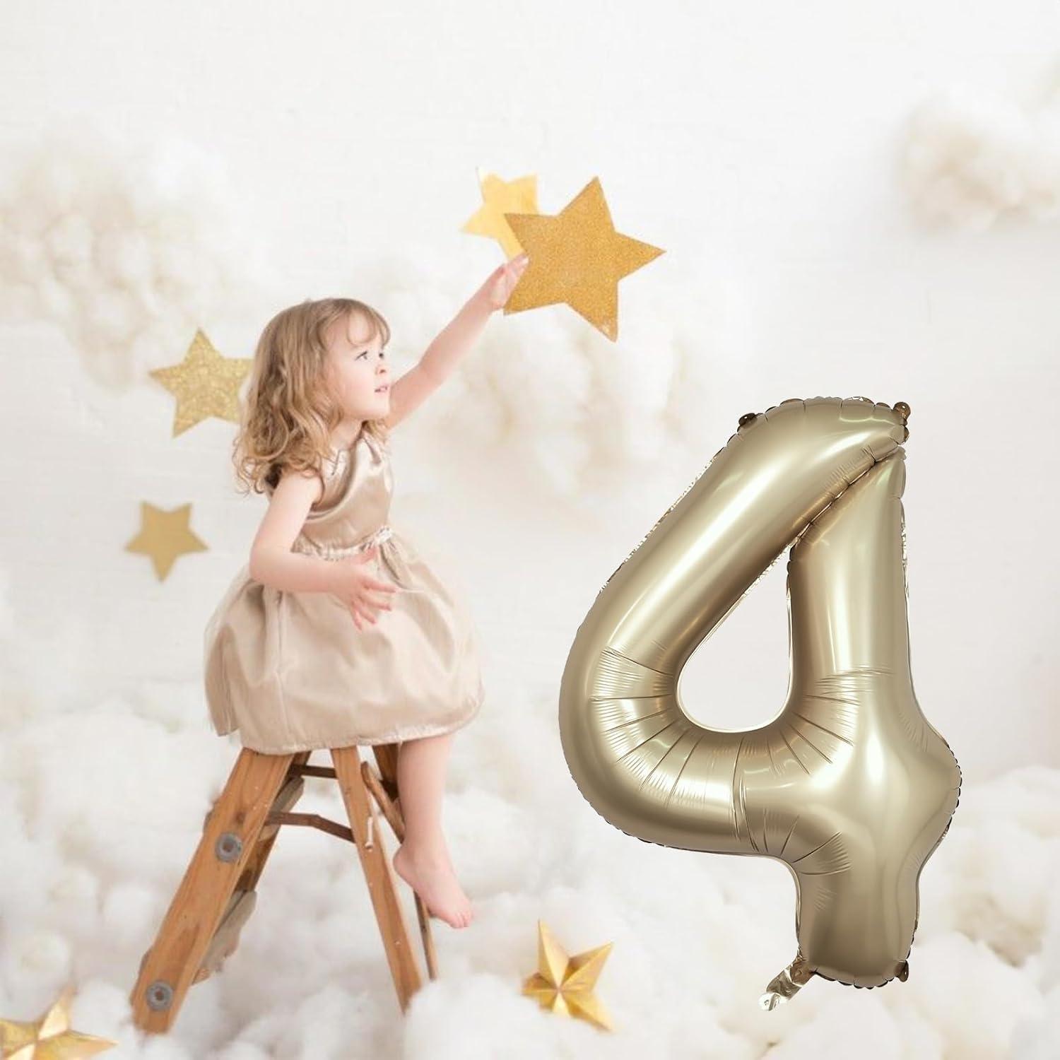 Globo de Número 4 Dorado Metálico 101,6 cm para Fiestas