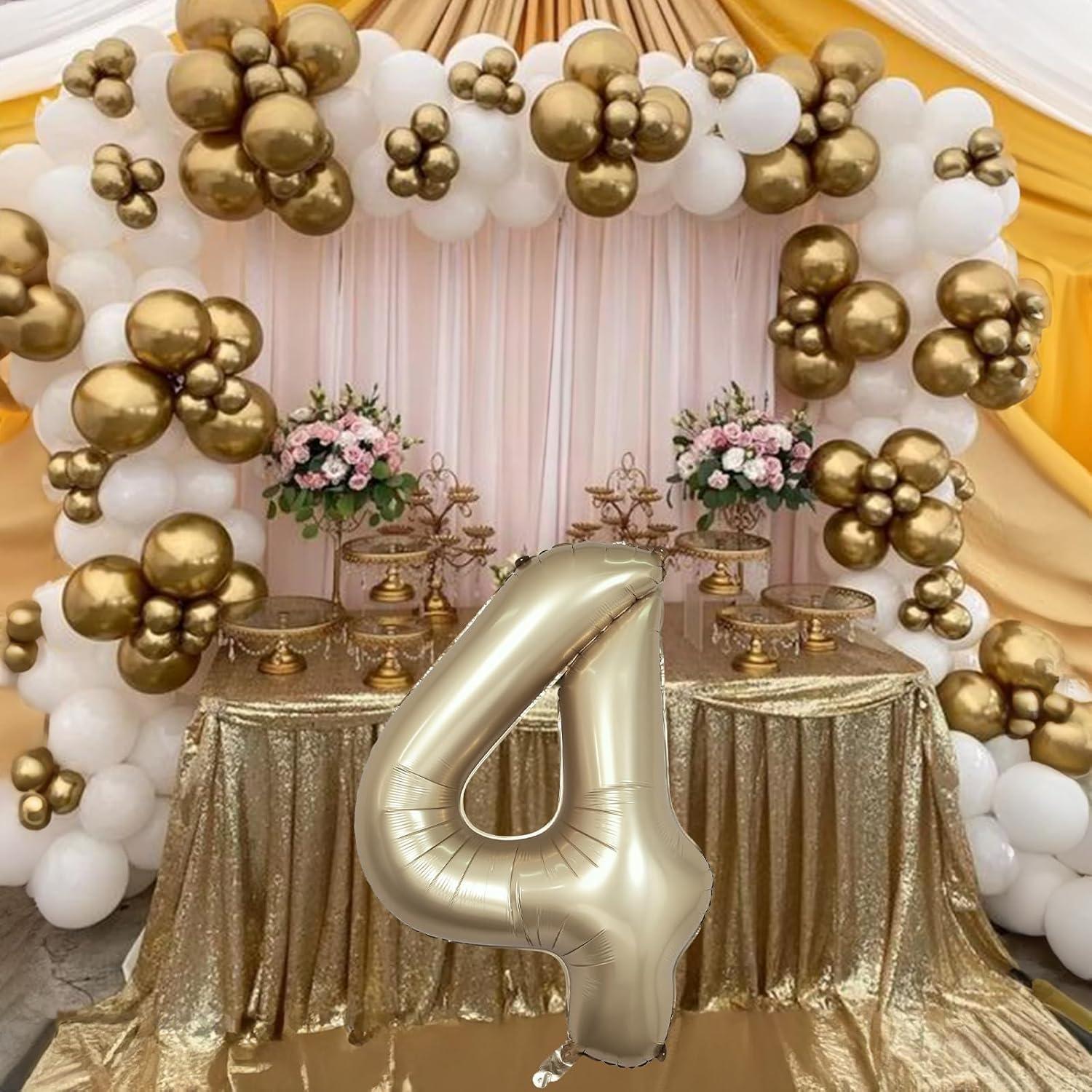 Globo de Número 4 Dorado Metálico 101,6 cm para Fiestas