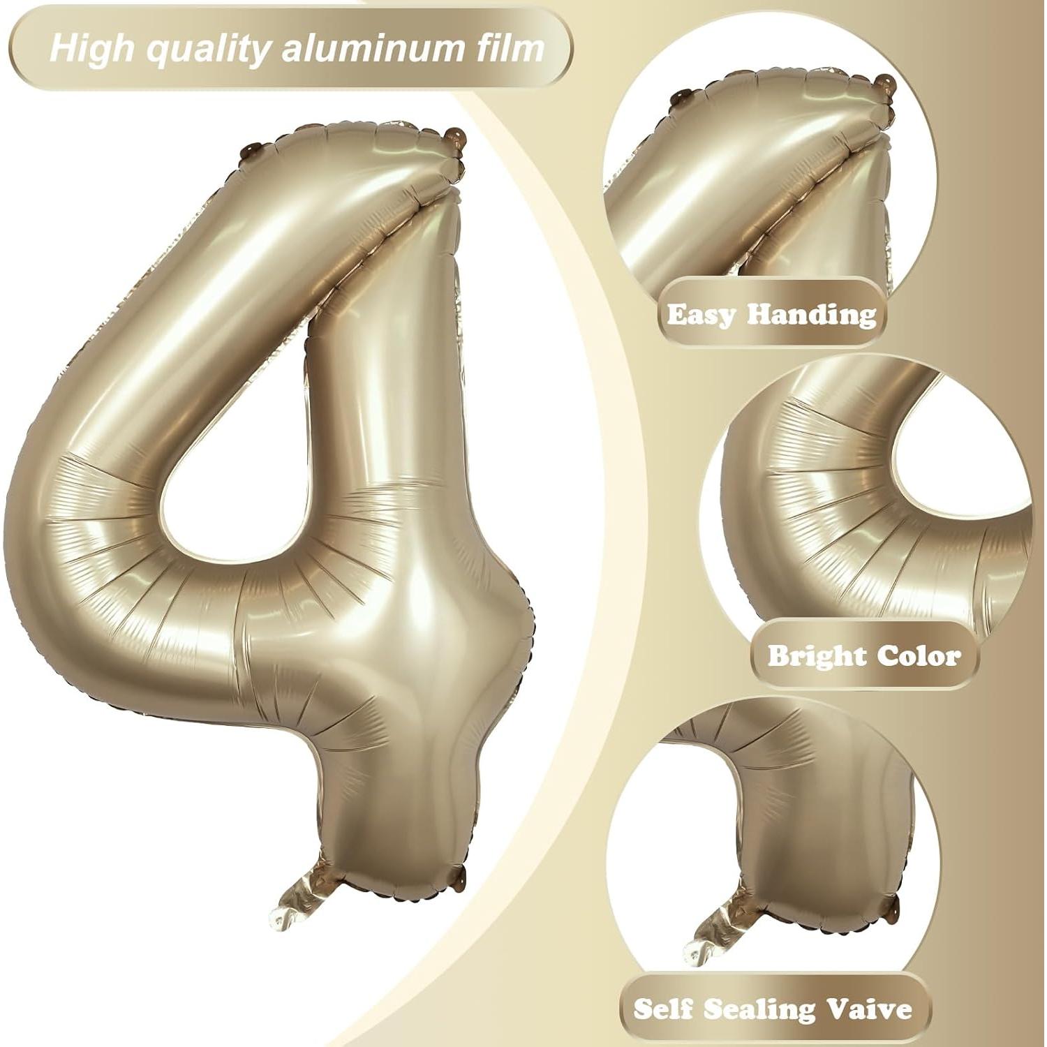 Globo de Número 4 Dorado Metálico 101,6 cm para Fiestas
