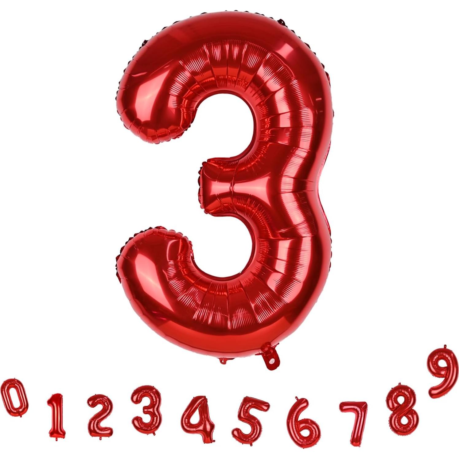 Globo de Número 3 Rojo Gigante 101,6 cm para Fiestas
