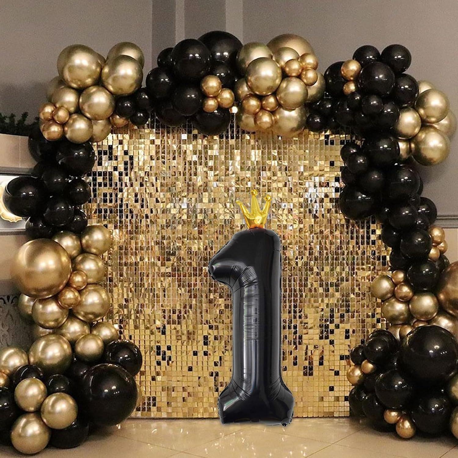 Globo Número 1 Corona Negra 101,6 cm para Cumpleaños