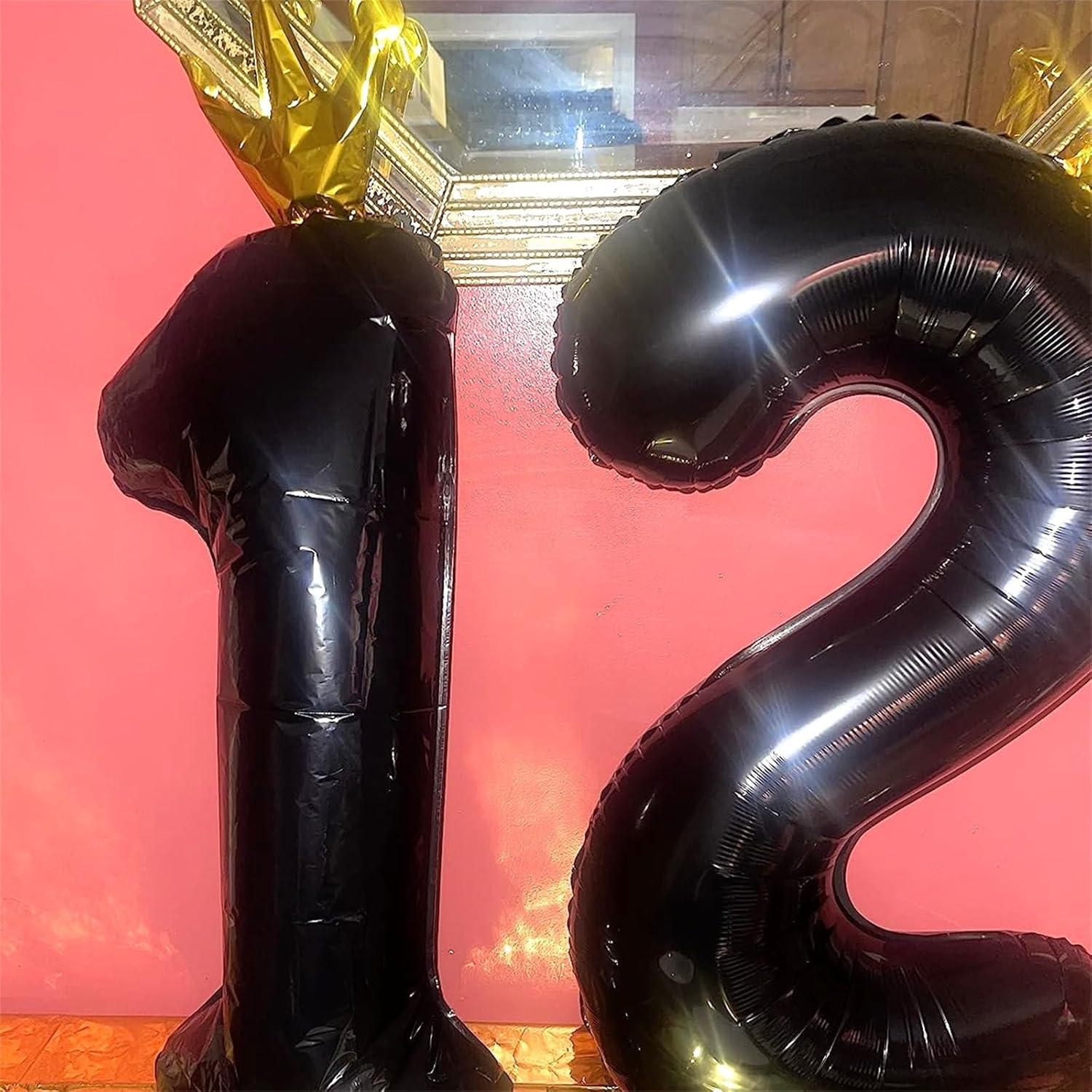 Globo Número 1 Corona Negra 101,6 cm para Cumpleaños