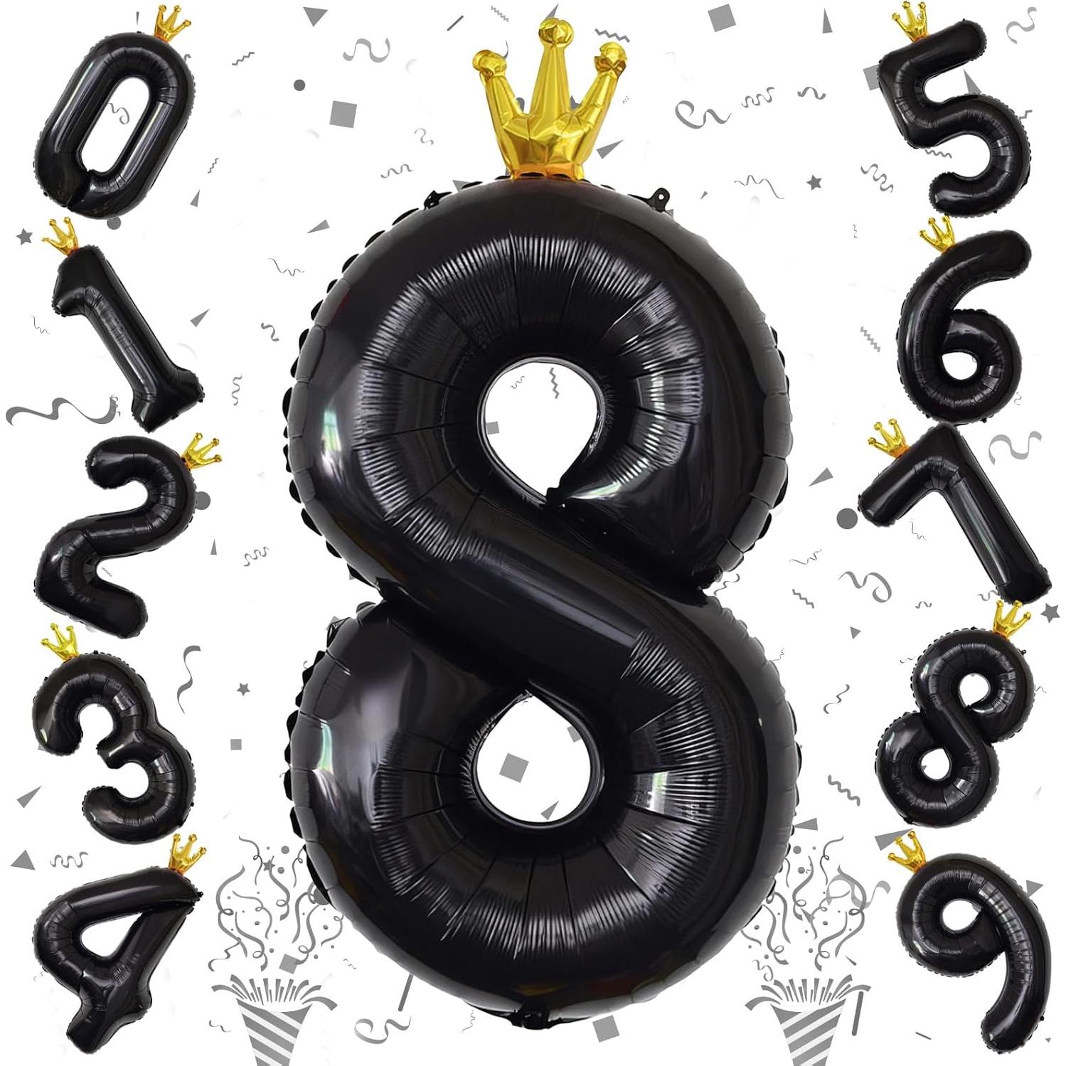 Globo de Número 8 Negro 101,6 cm de Foil para Fiesta