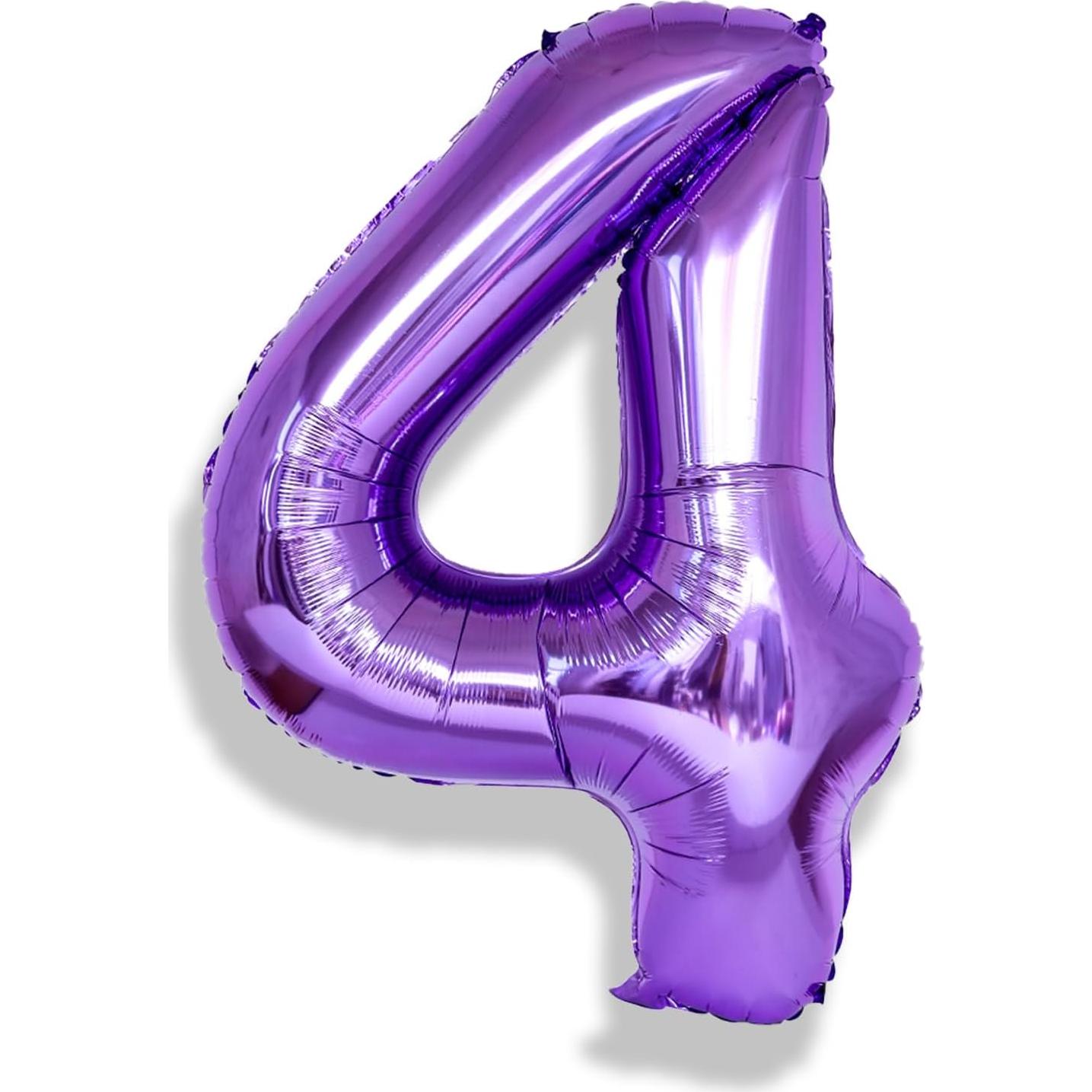 Globo de Número 4 Púrpura 101,6 cm para Fiesta de Cumpleaños