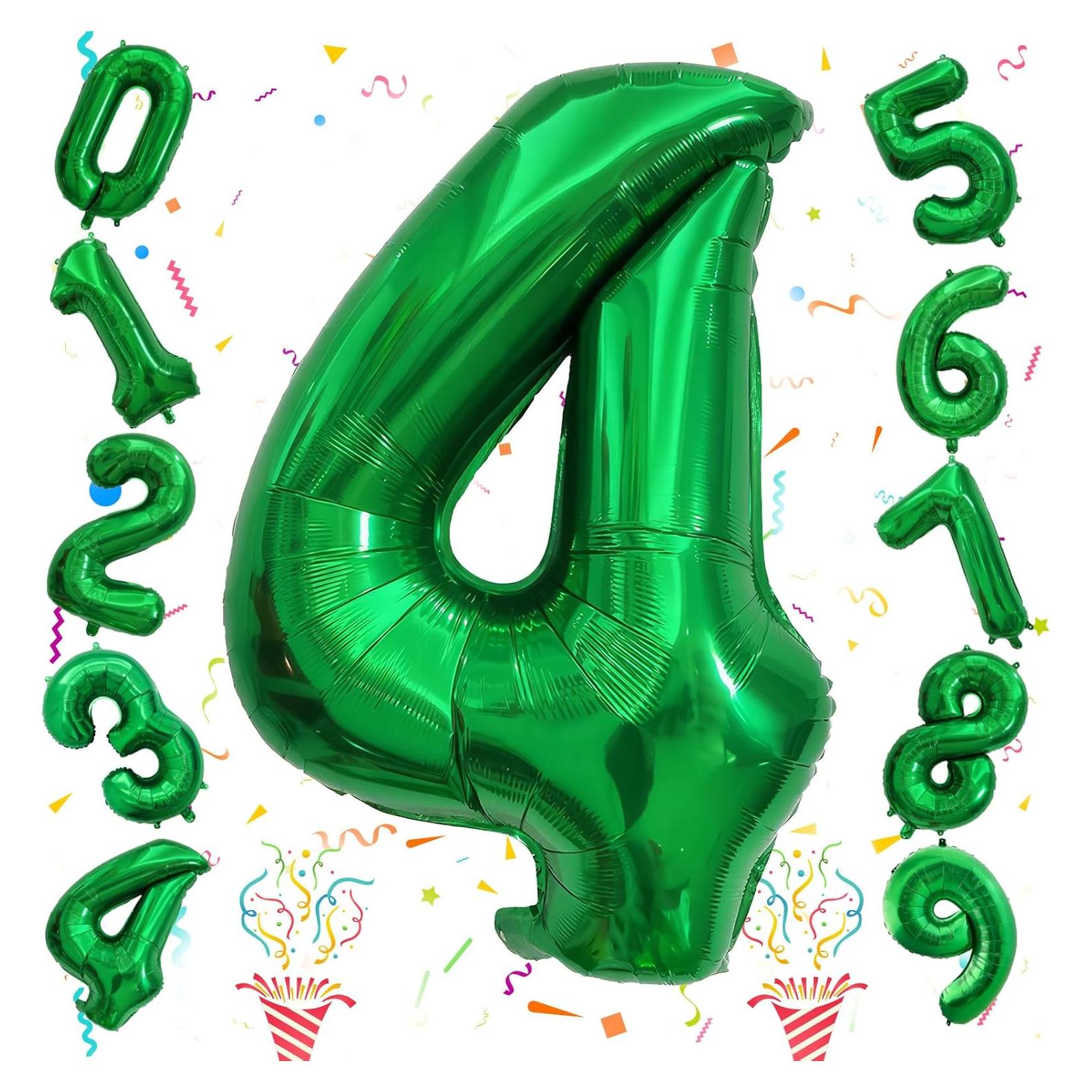 Globo de Número 4 Verde Oscuro 101,6 cm para Fiestas