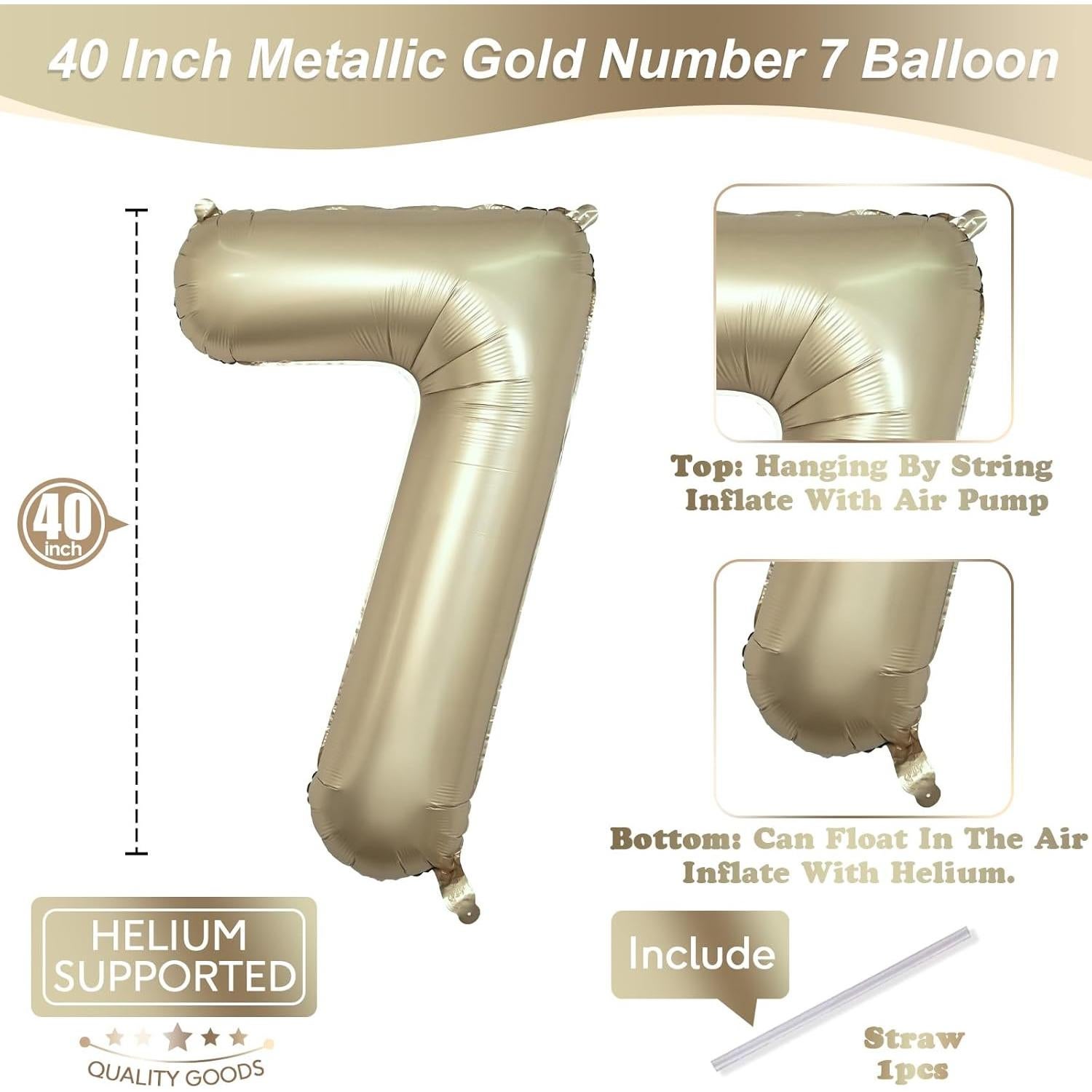 Globo de Número 7 Isndare 101,6 cm Oro Metálico para Fiestas