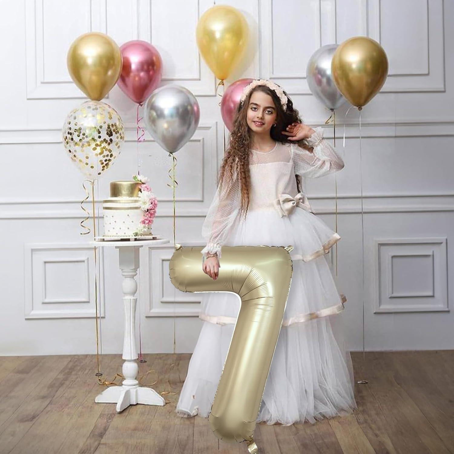 Globo de Número 7 Isndare 101,6 cm Oro Metálico para Fiestas