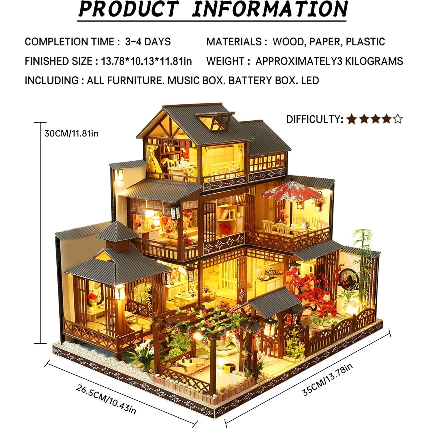 Casa de Muñecas Miniatura Spilay Patio Japonés con LED