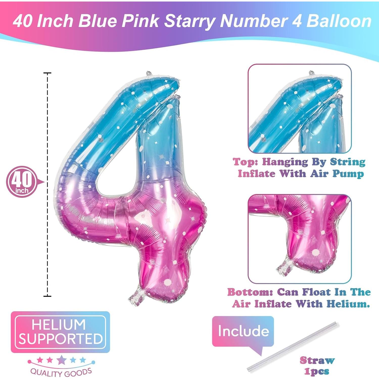 Globo de Número 4 Morado Teal 101,6 cm de Mylar para Fiestas