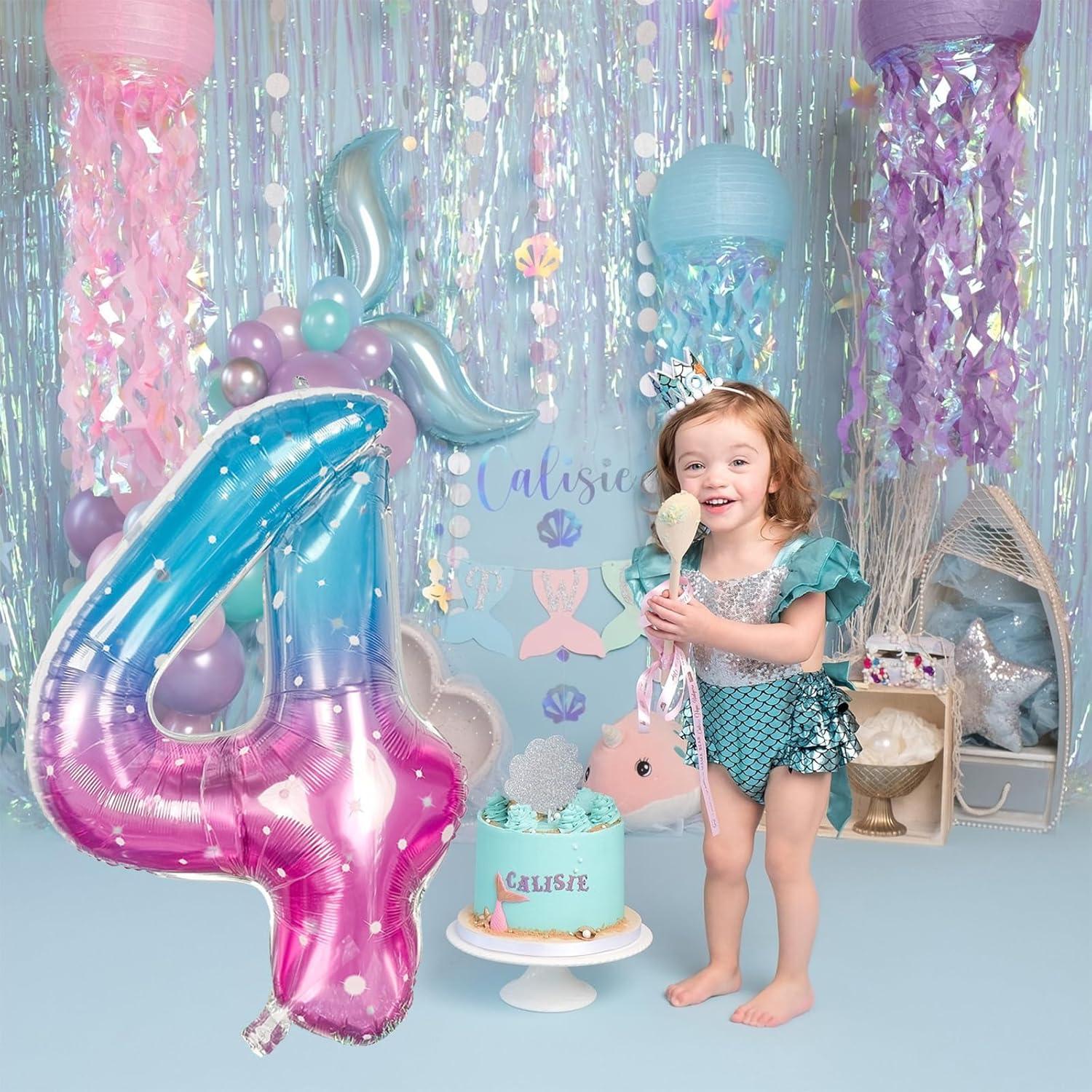 Globo de Número 4 Morado Teal 101,6 cm de Mylar para Fiestas