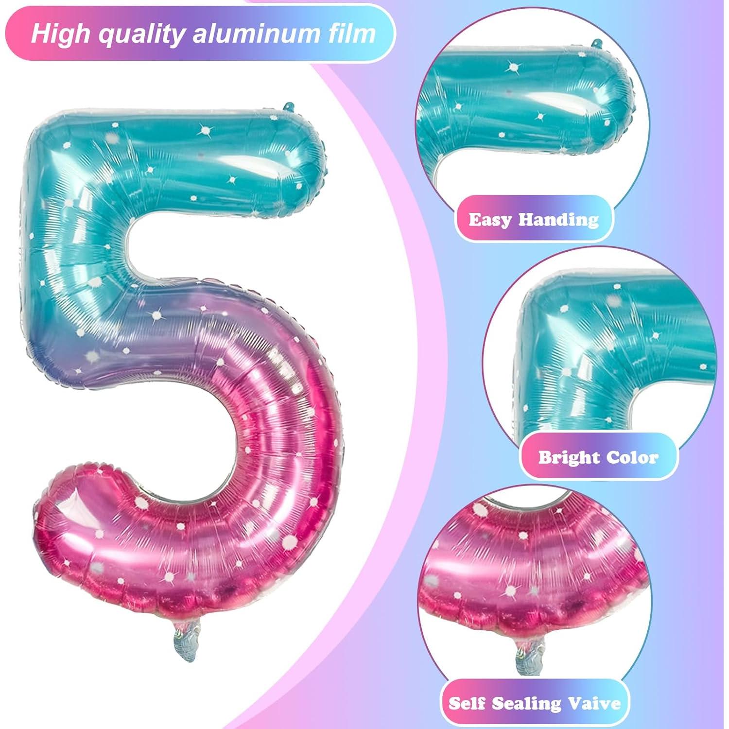 Globo Gigante Sirena 5 Estrellado 101 cm Mylar Teal Rosa