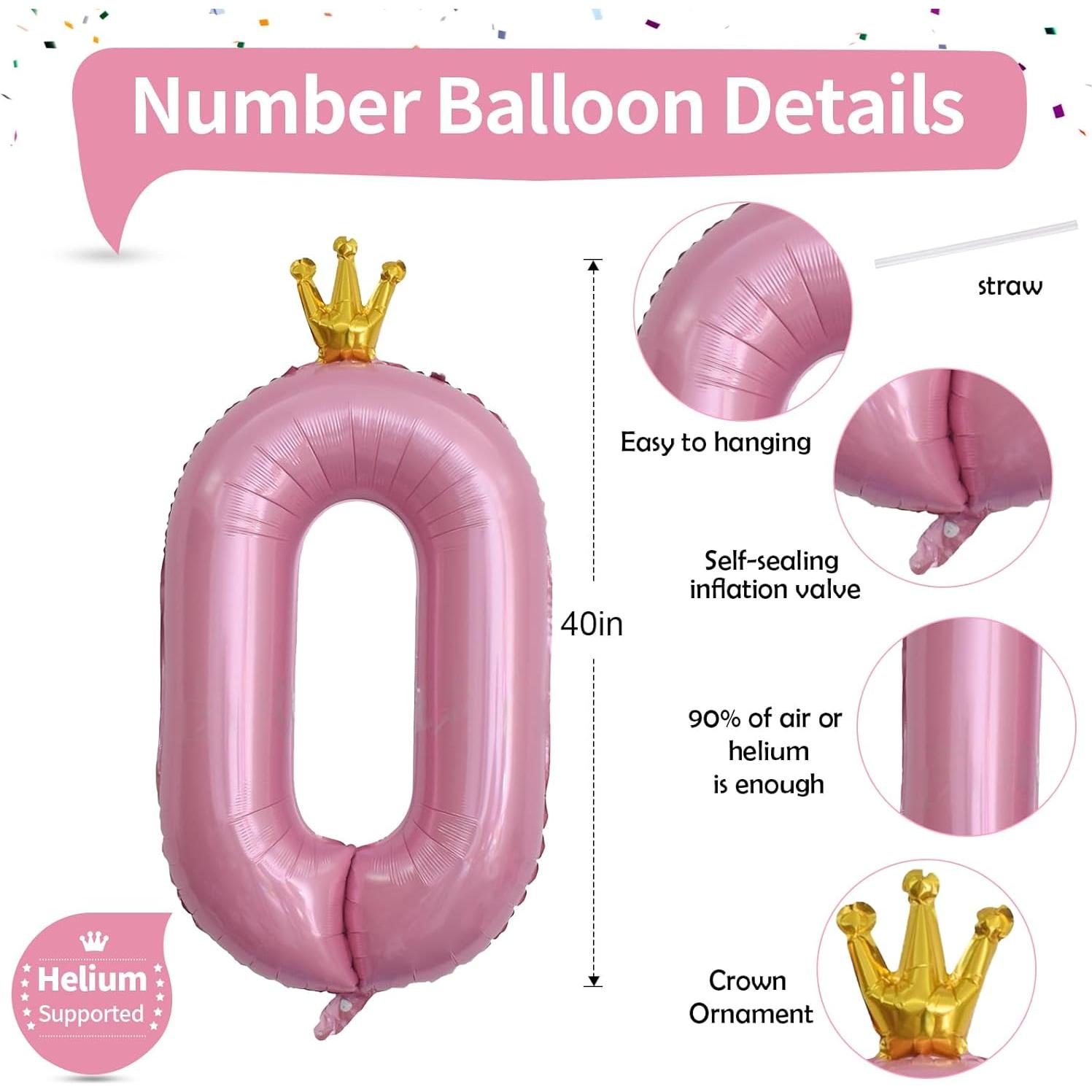 Globo de Número 0 Rosa Claro 101.6 cm para Fiesta