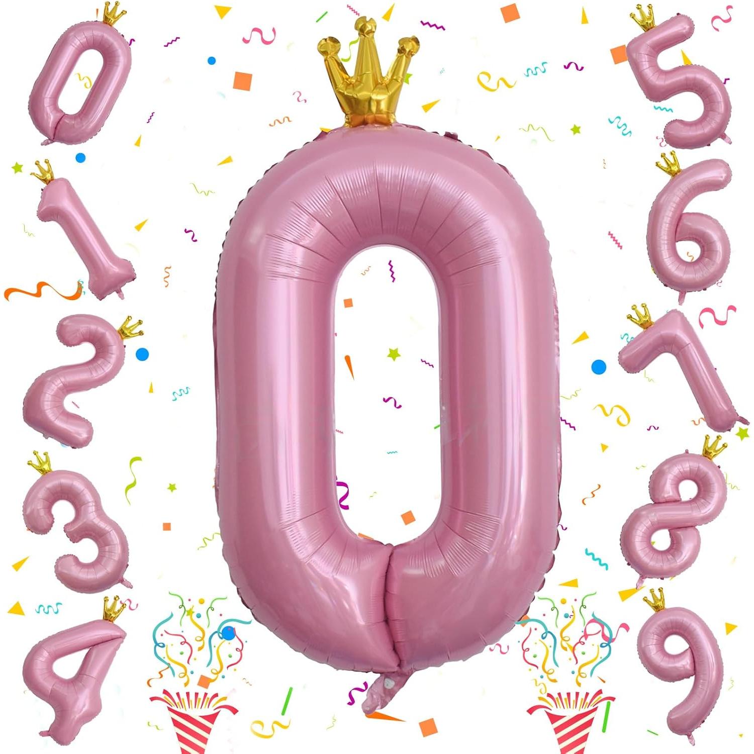 Globo de Número 0 Rosa Claro 101.6 cm para Fiesta