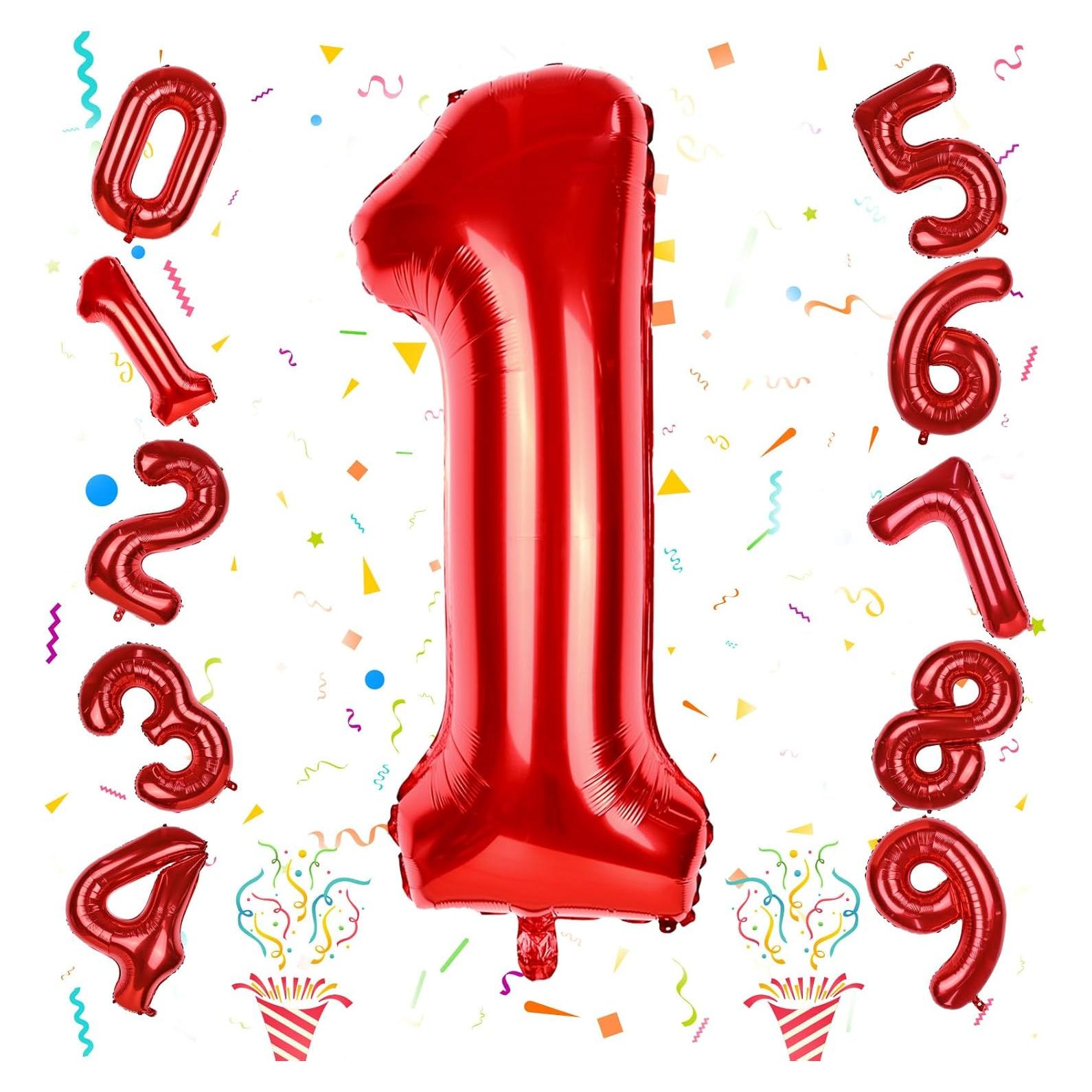 Globo Número 1 Rojo 101,6 cm para Cumpleaños y Fiestas
