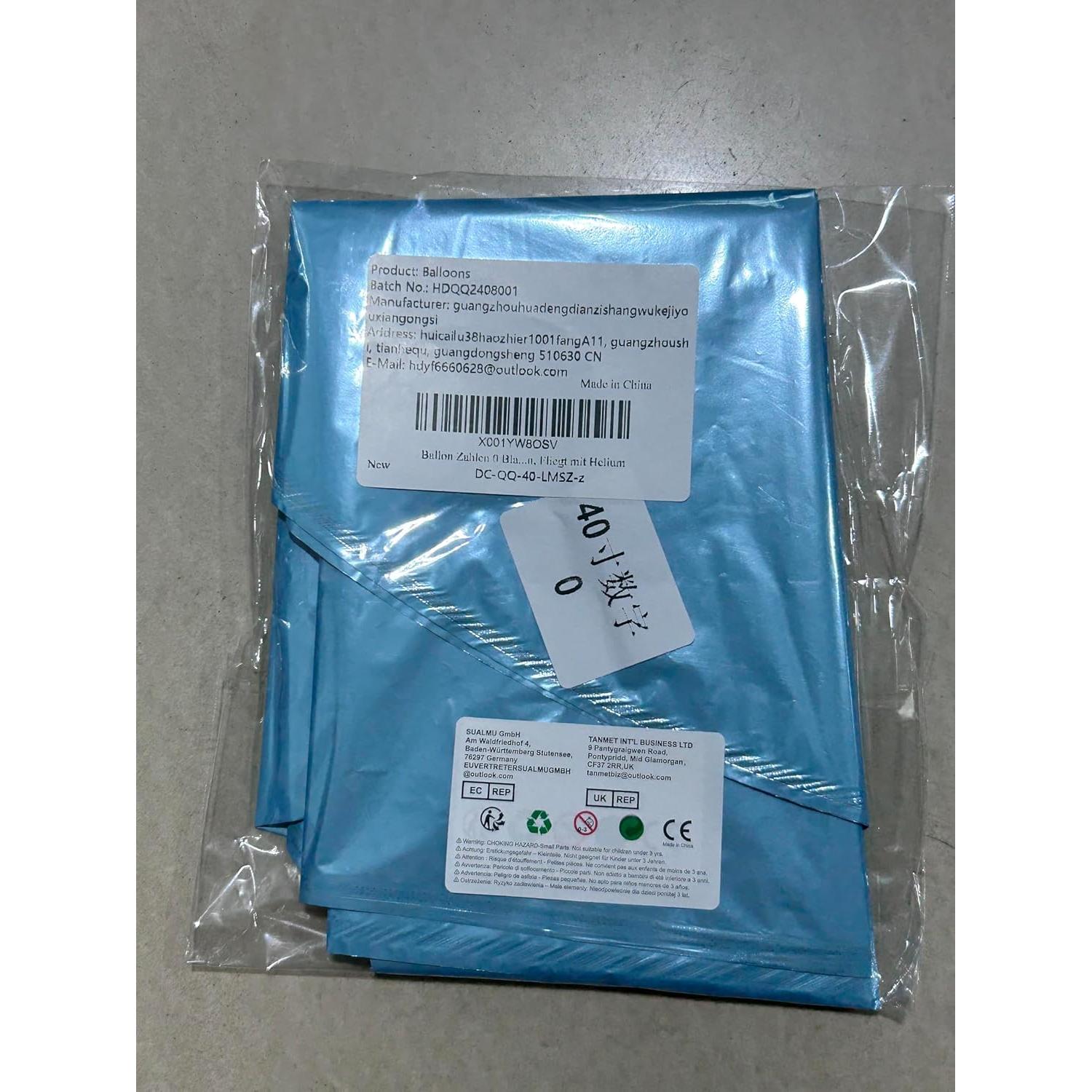 Globo Número 4 Grande Azul Perla 101,6 cm Helio Fiesta