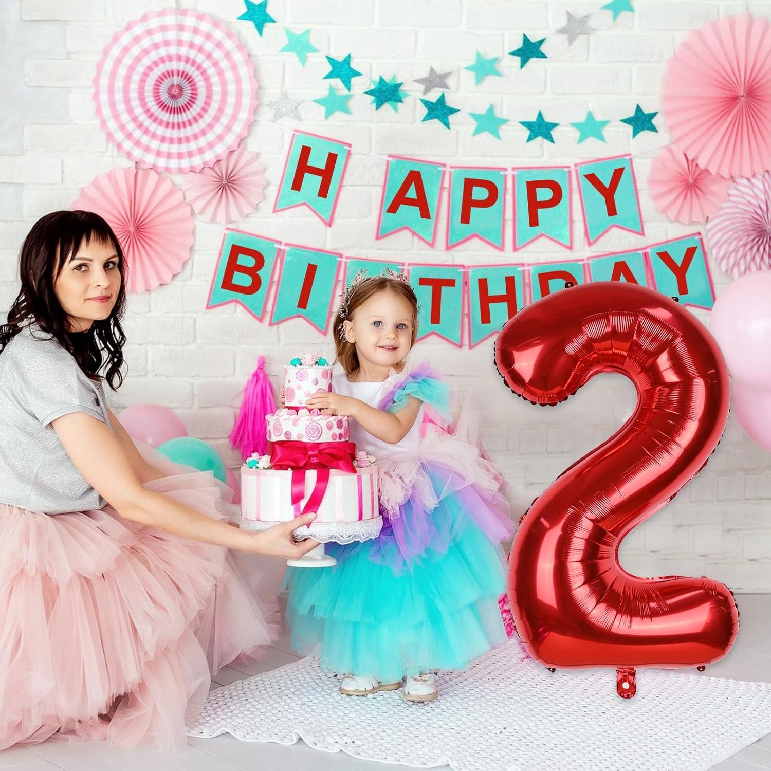 Globo de Número 4 Rojo 101,6 cm Autoinflable para Fiestas