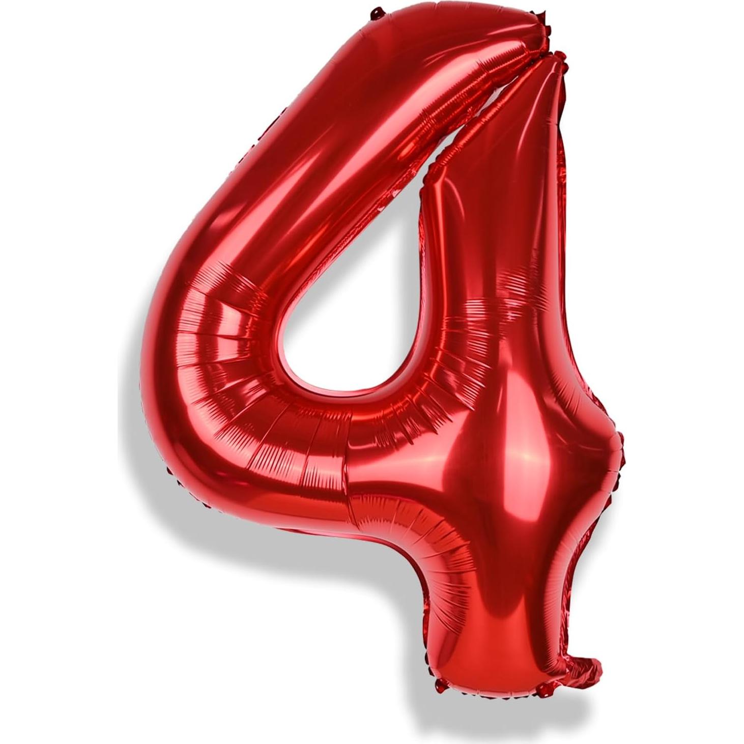 Globo de Número 4 Rojo 101,6 cm Autoinflable para Fiestas