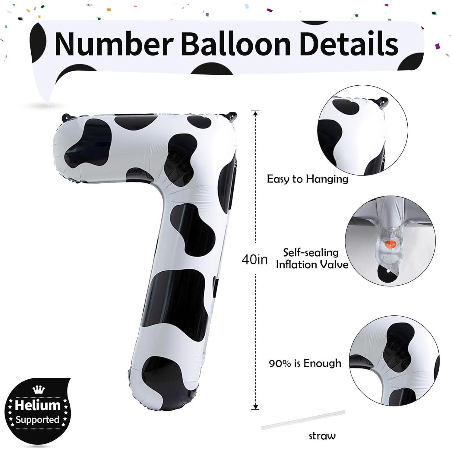 Globo Número 7 Gigante Isndare 101 cm Diseño de Vaca