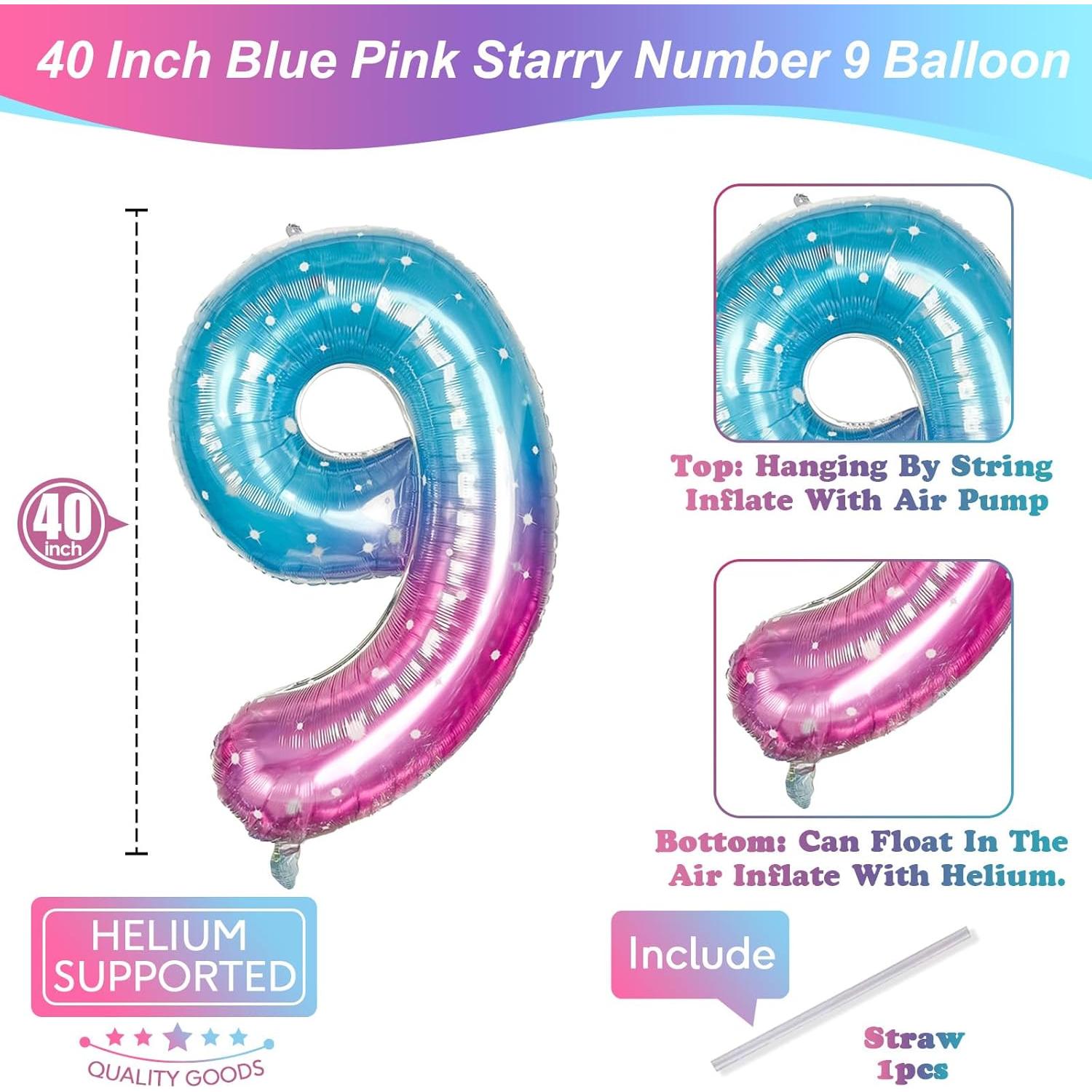 Globo de Número 9 Sirena Estrellada 101,6 cm Foil