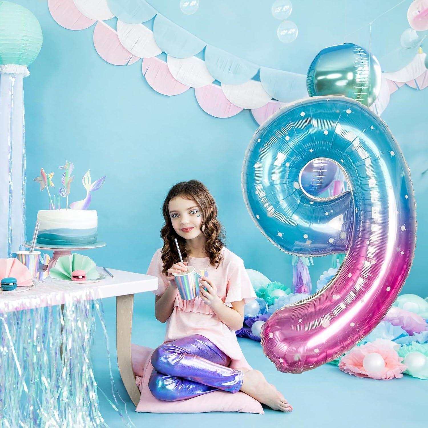 Globo de Número 9 Sirena Estrellada 101,6 cm Foil