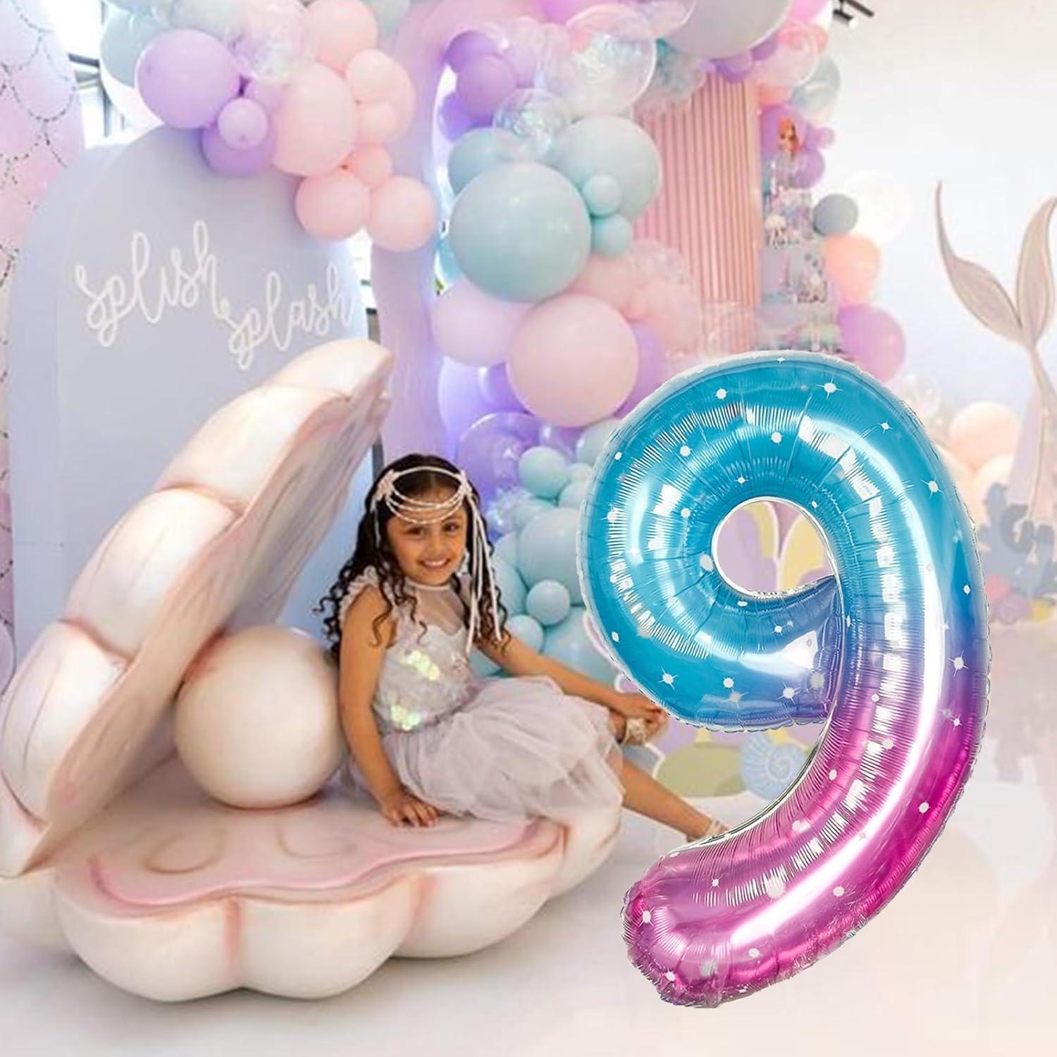 Globo de Número 9 Sirena Estrellada 101,6 cm Foil