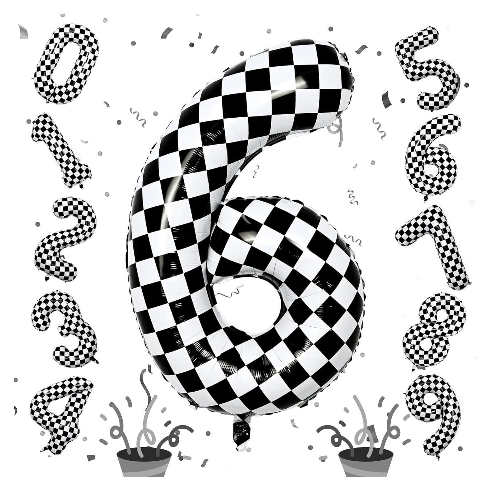 Globo de Número 6 Gigante Isndare 100 cm Rayas Blancas y Negras